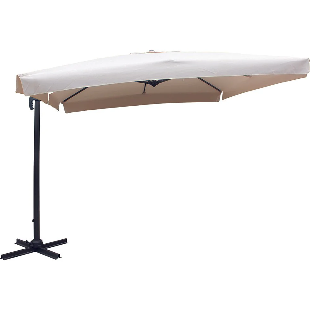 300cm Large Square 360° Aluminium Roma Cantilever Garden Hanging Parasol, Beige - Image 5