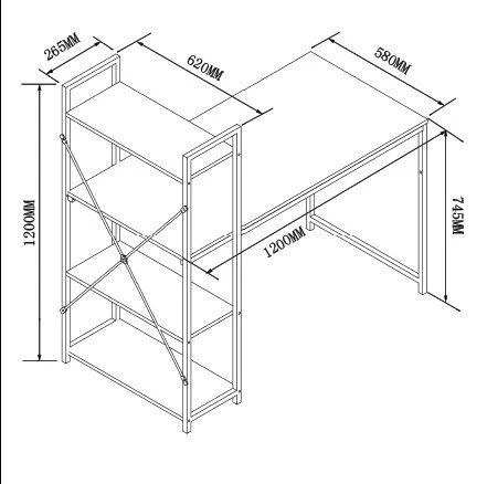 4-Tier Shelves Computer Workstation Desk, Natural Colour - Image 5