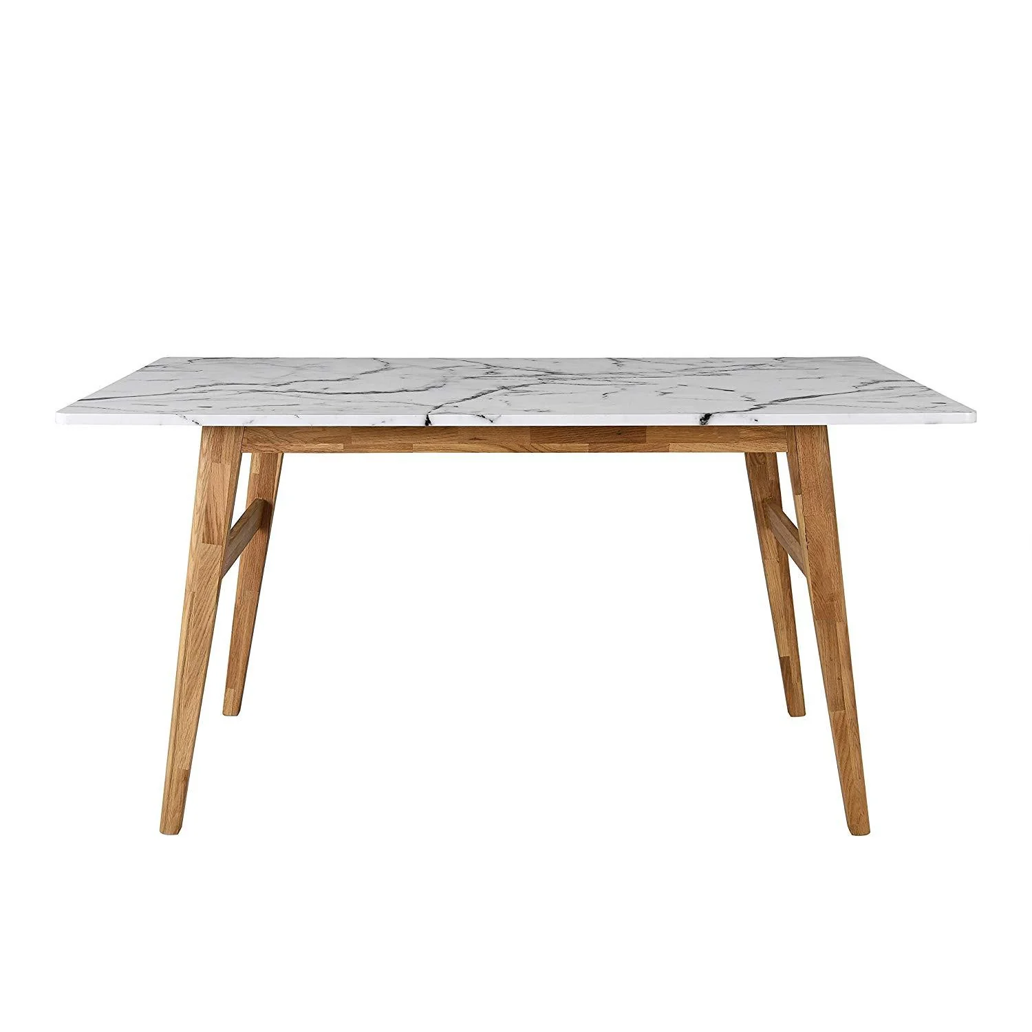 ASCONA White Marble Effect 6-Seater Dining Table with Solid Oak Legs - Image 4