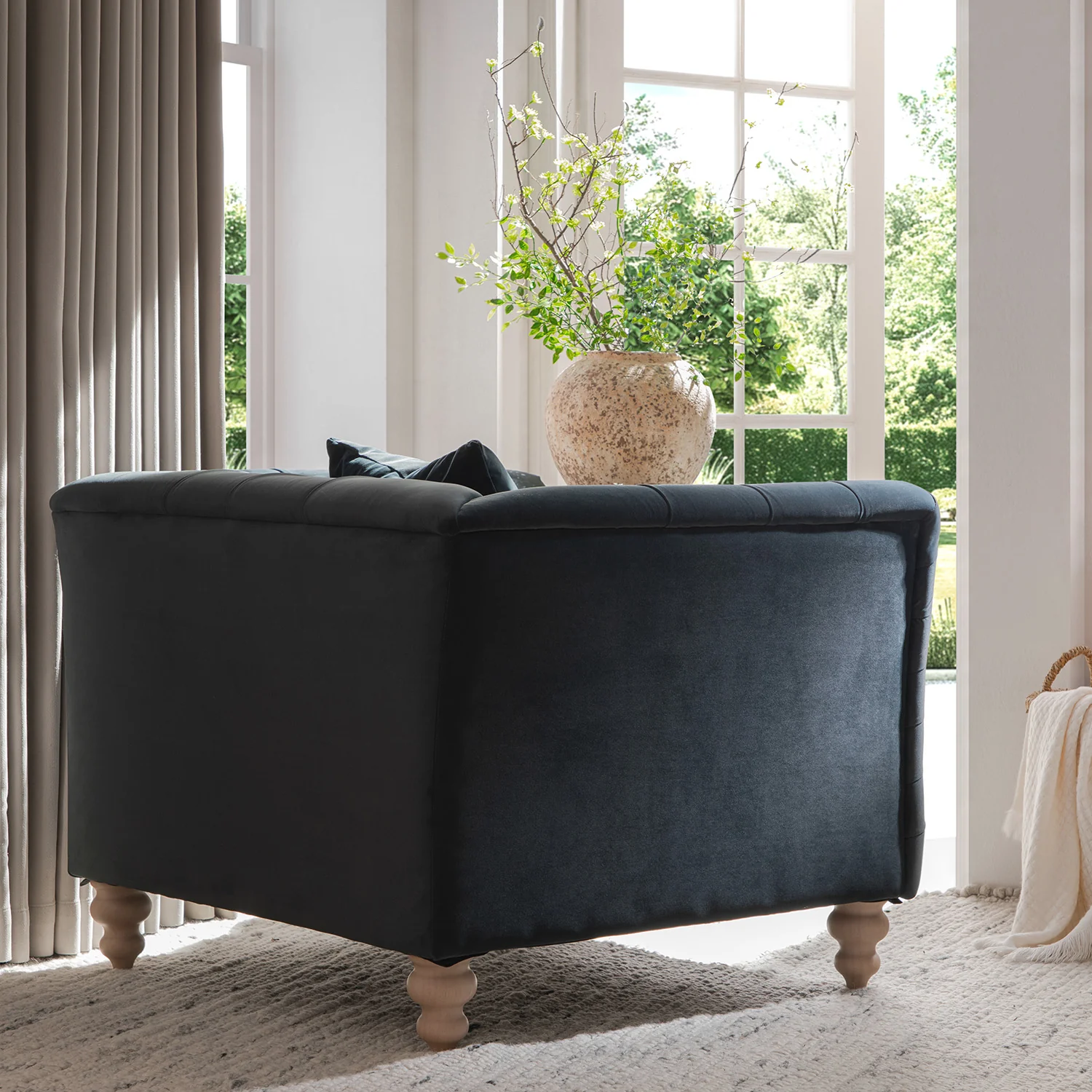 Ashby Chesterfield Armchair, Aegean Blue Velvet - Image 3