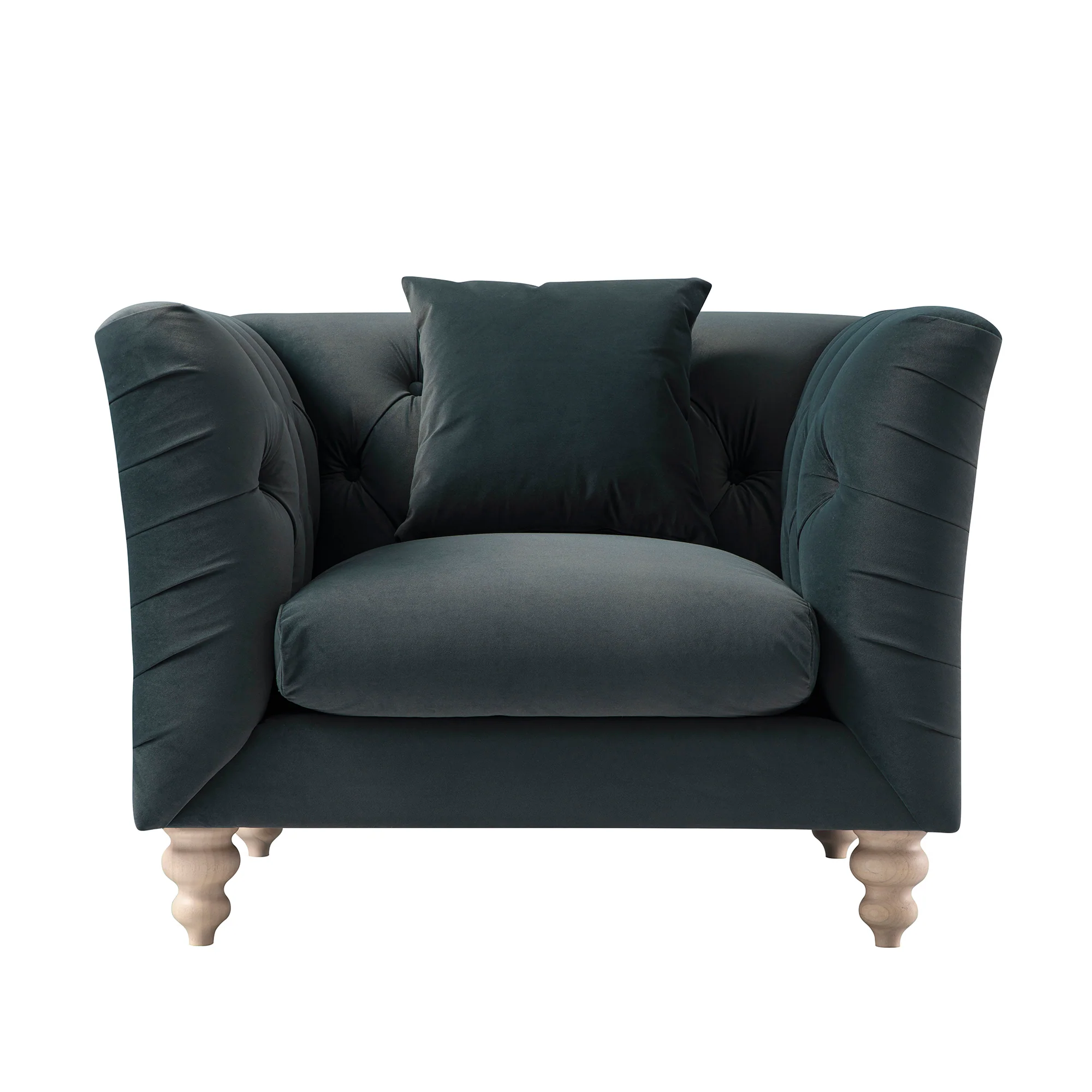 Ashby Chesterfield Armchair, Aegean Blue Velvet - Image 8