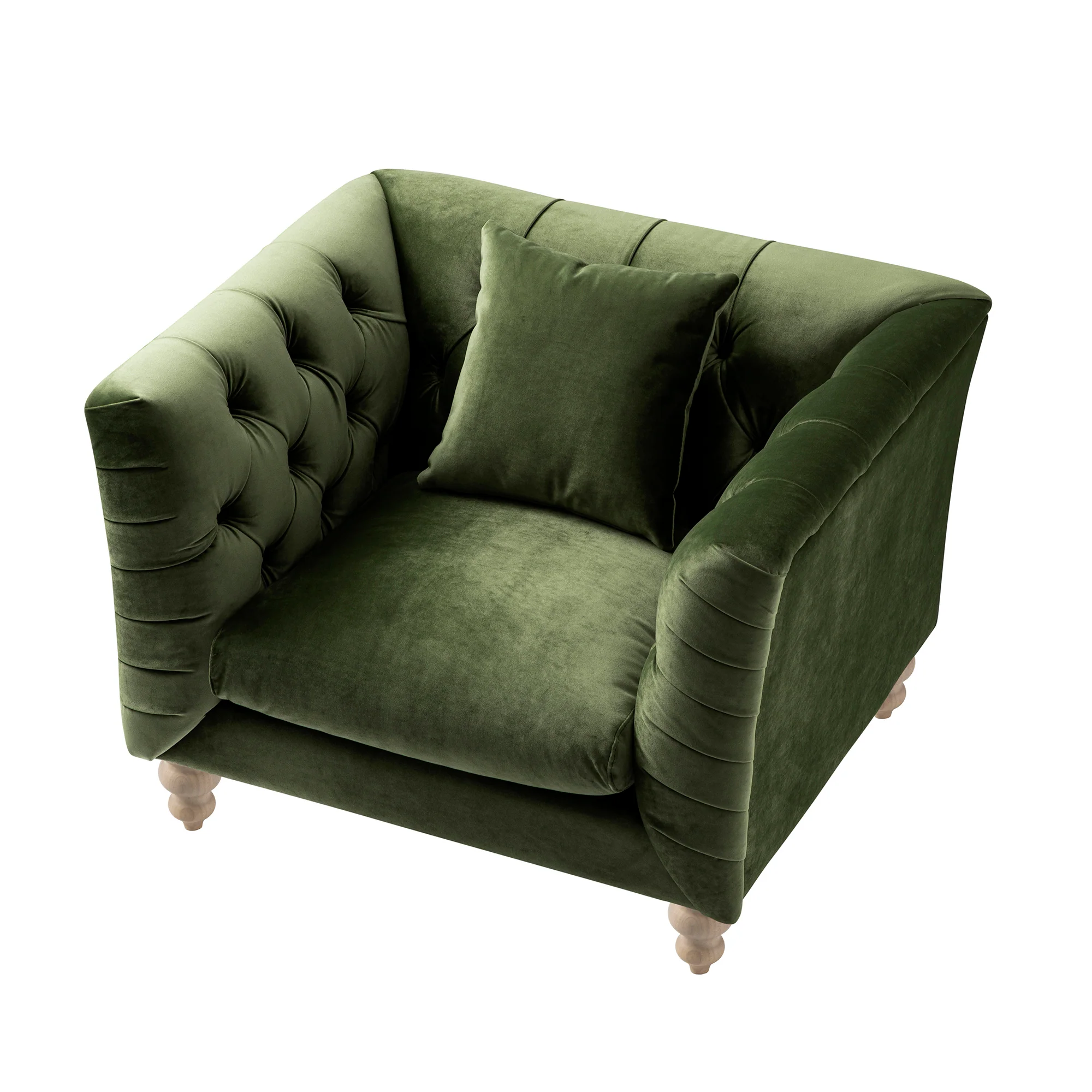Ashby Chesterfield Armchair, Fern Green Velvet - Image 11
