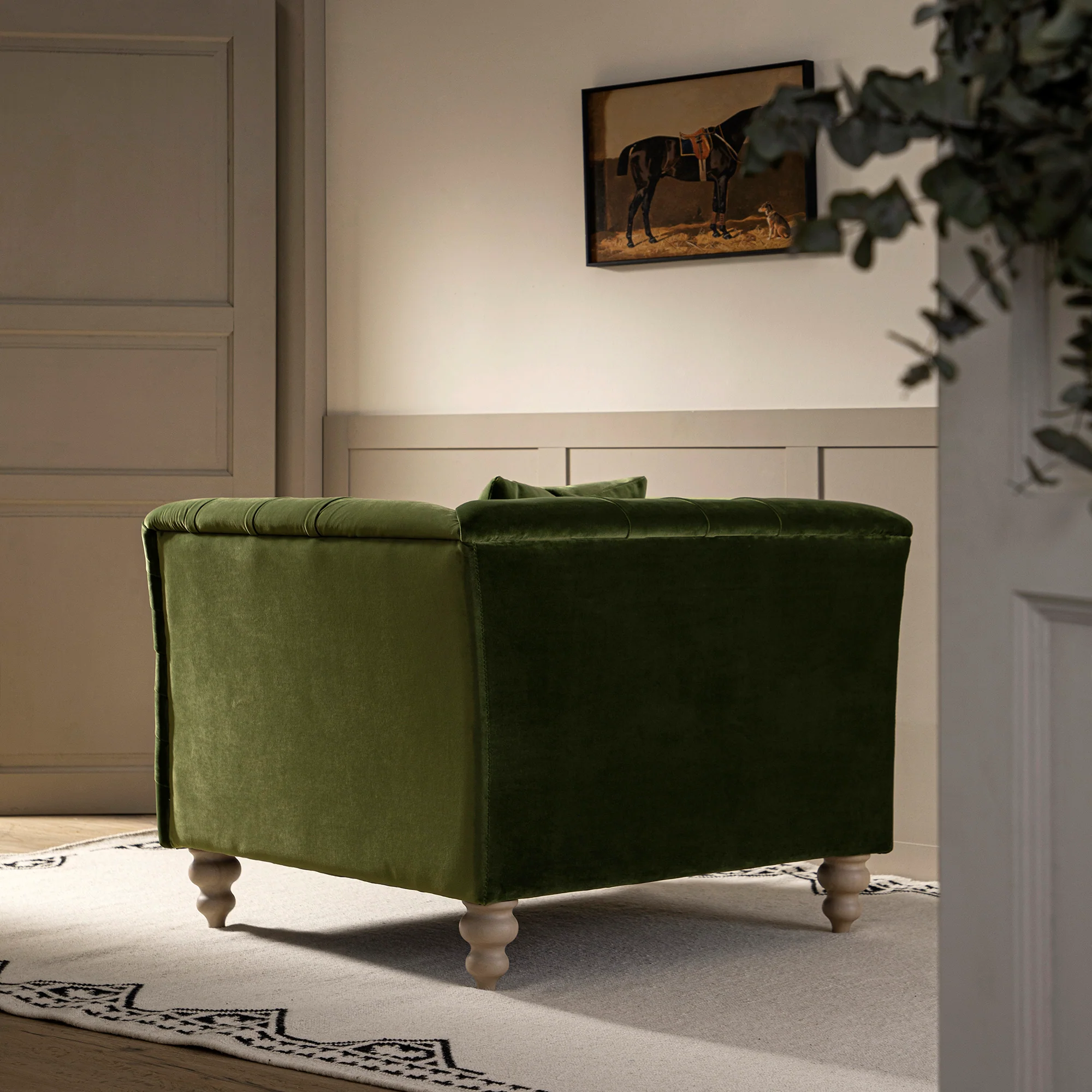 Ashby Chesterfield Armchair, Fern Green Velvet - Image 4