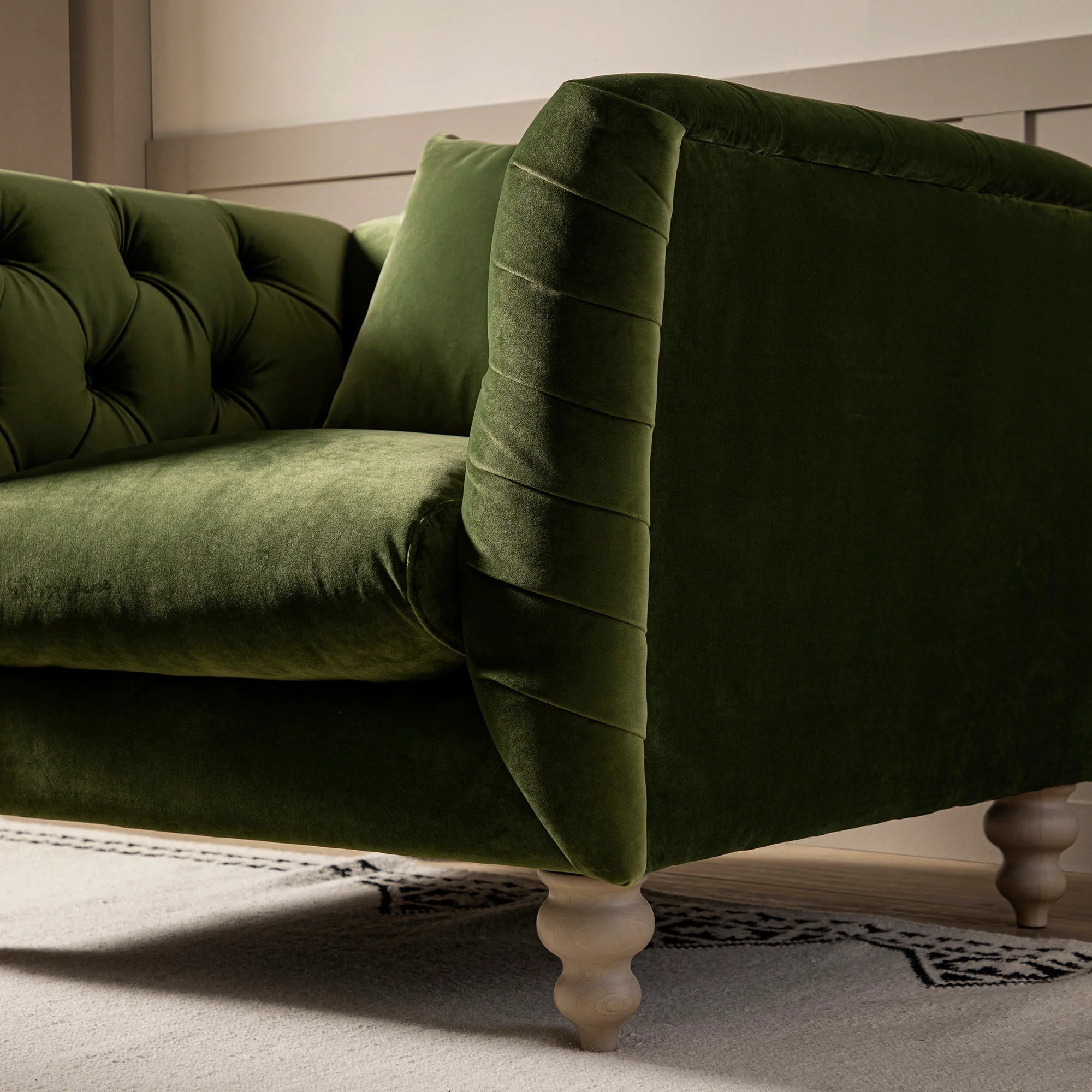 Ashby Chesterfield Armchair, Fern Green Velvet - Image 6