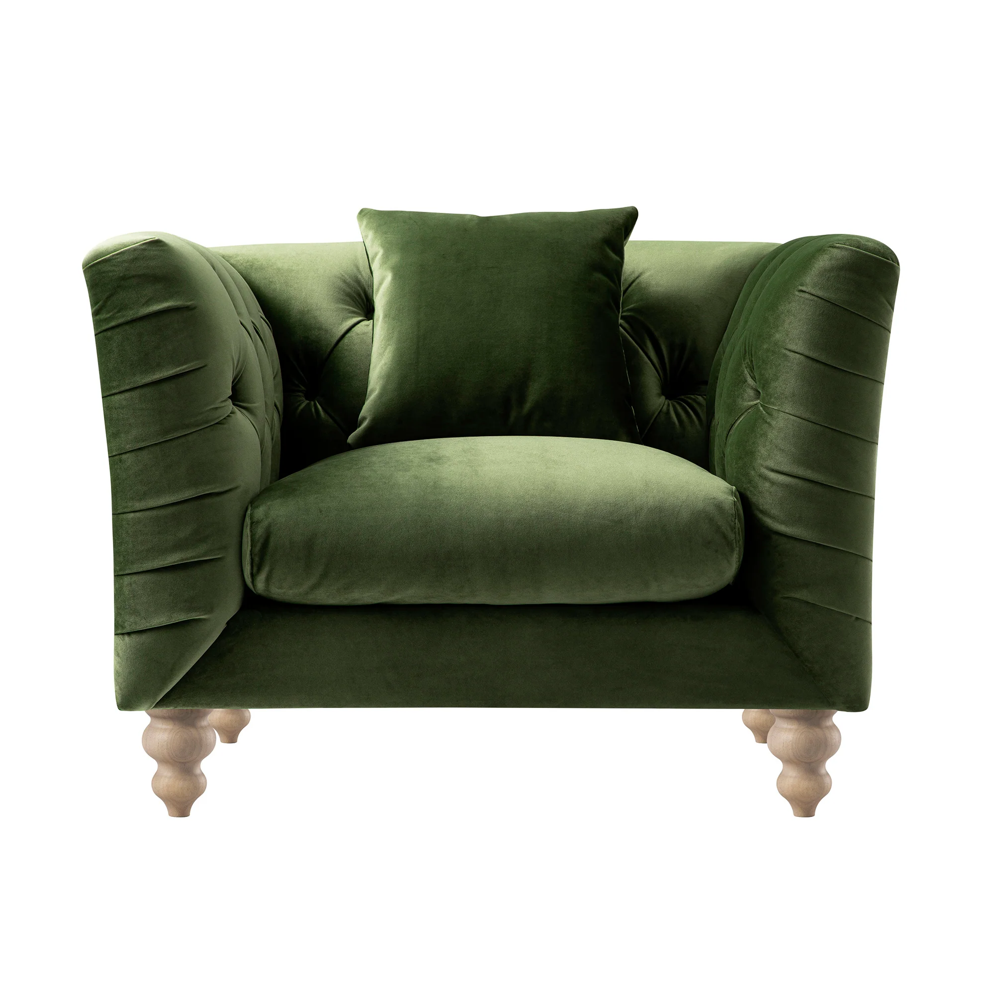 Ashby Chesterfield Armchair, Fern Green Velvet - Image 7