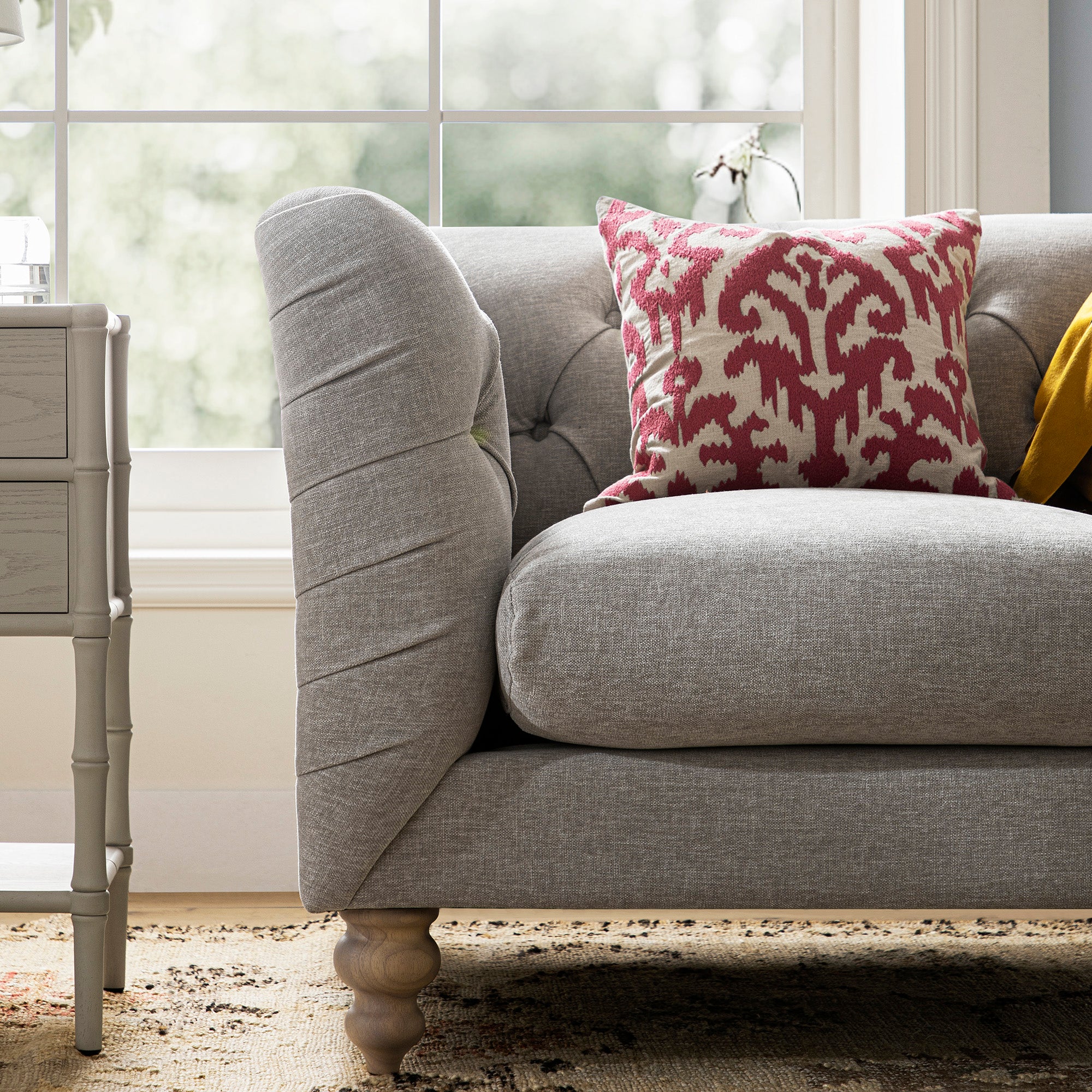 Ashby Chesterfield Armchair, Mist Grey Chenille - Image 5