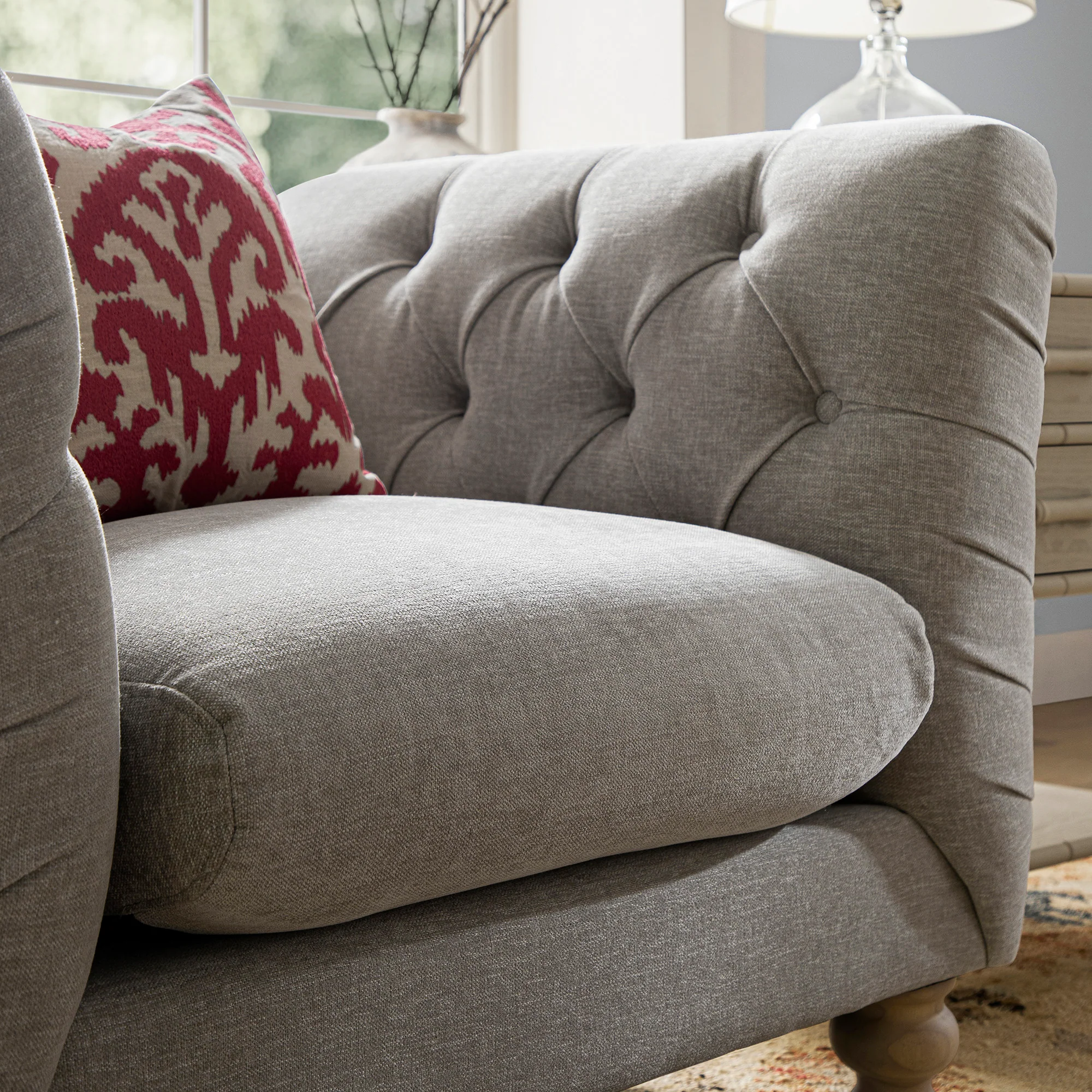 Ashby Chesterfield Armchair, Mist Grey Chenille - Image 6