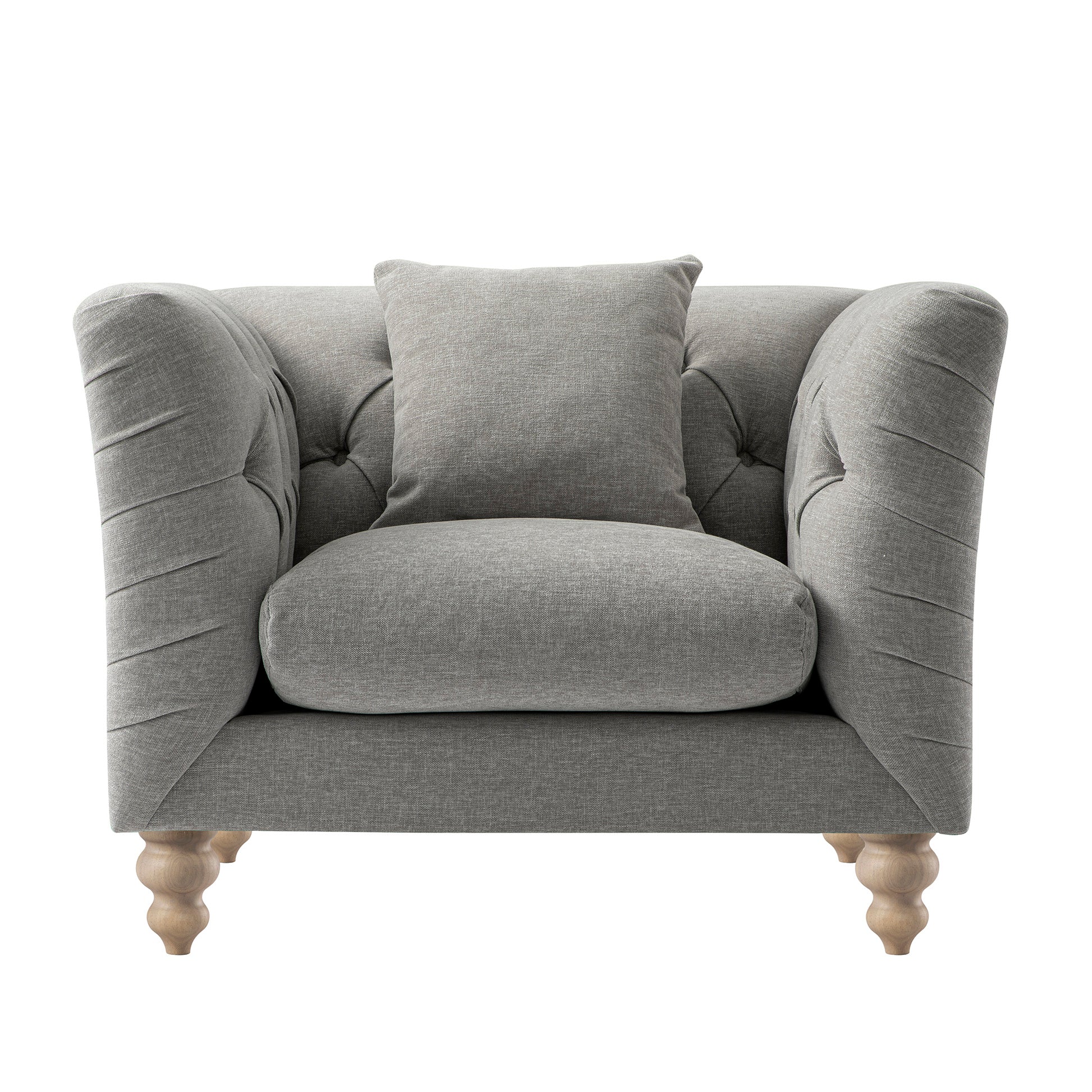 Ashby Chesterfield Armchair, Mist Grey Chenille - Image 8