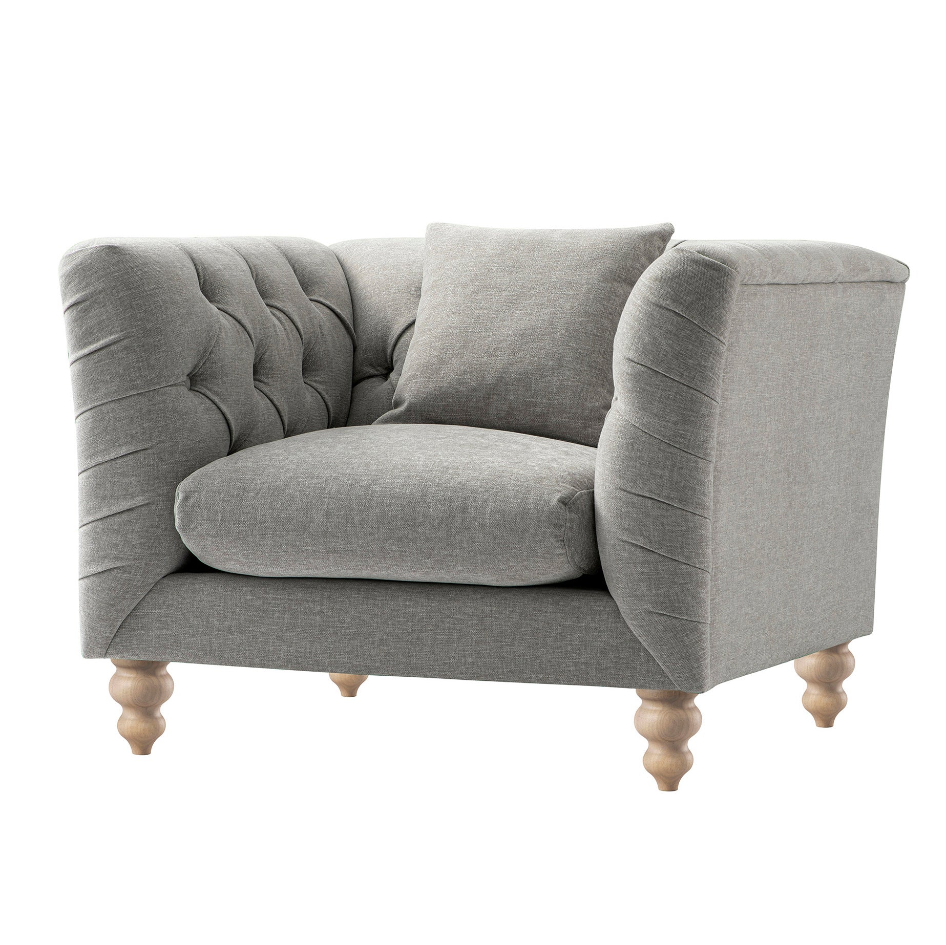 Ashby Chesterfield Armchair, Mist Grey Chenille - Image 9