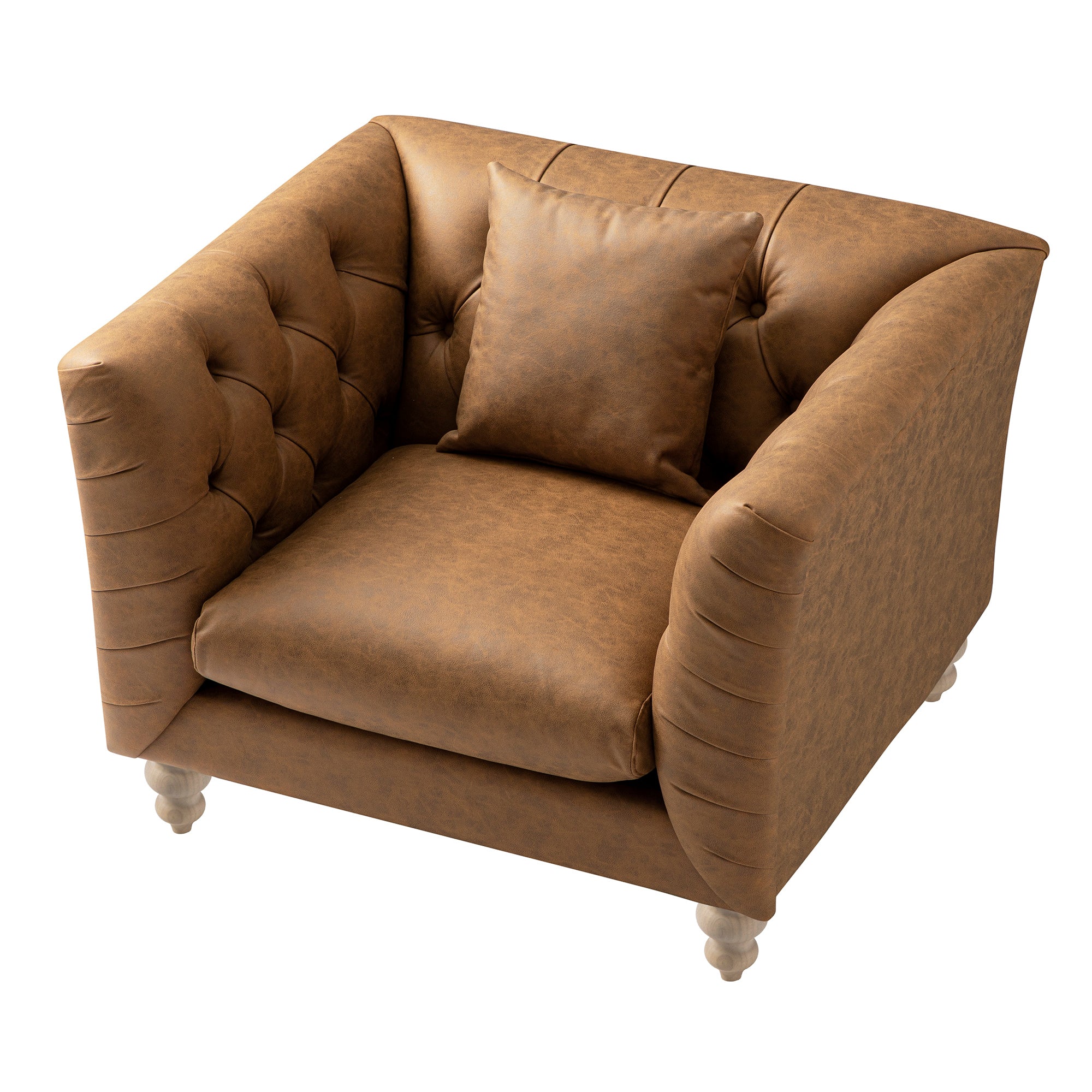 Ashby Chesterfield Armchair, Tan Faux Leather - Image 11