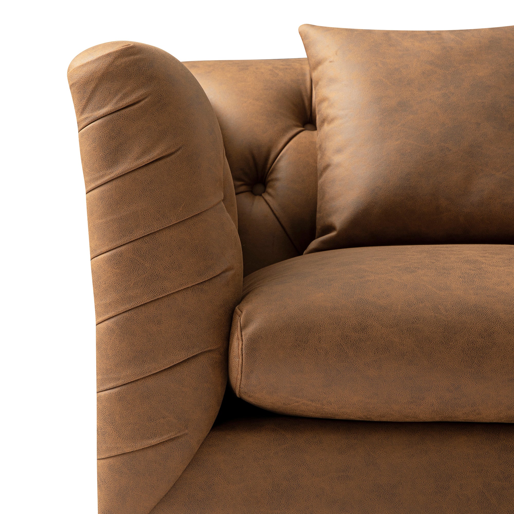 Ashby Chesterfield Armchair, Tan Faux Leather - Image 15
