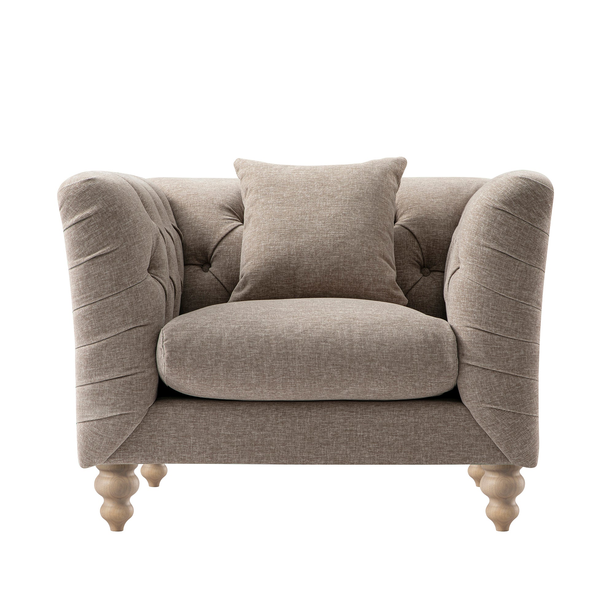 Ashby Chesterfield Armchair, Taupe Chenille - Image 8
