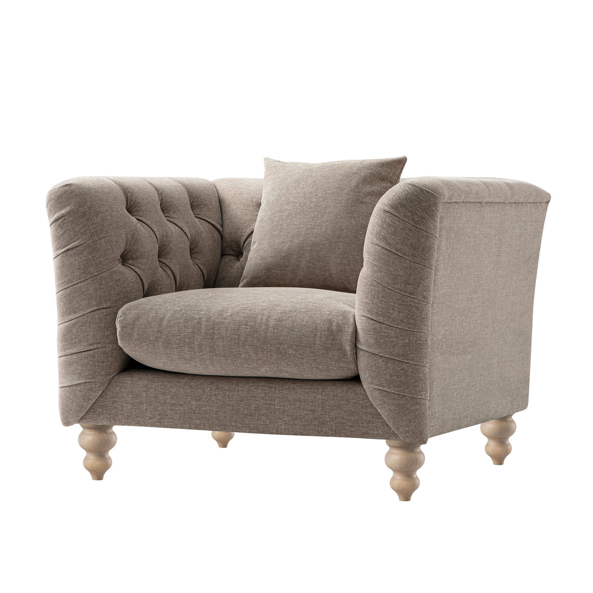 Ashby Chesterfield Armchair, Taupe Chenille - Image 9