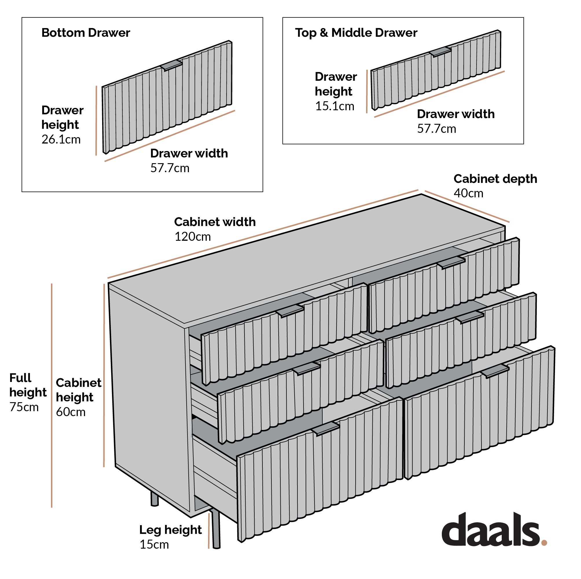 Aspen Oak and Marble Effect 6-Drawer Chest of Drawers - Image 8