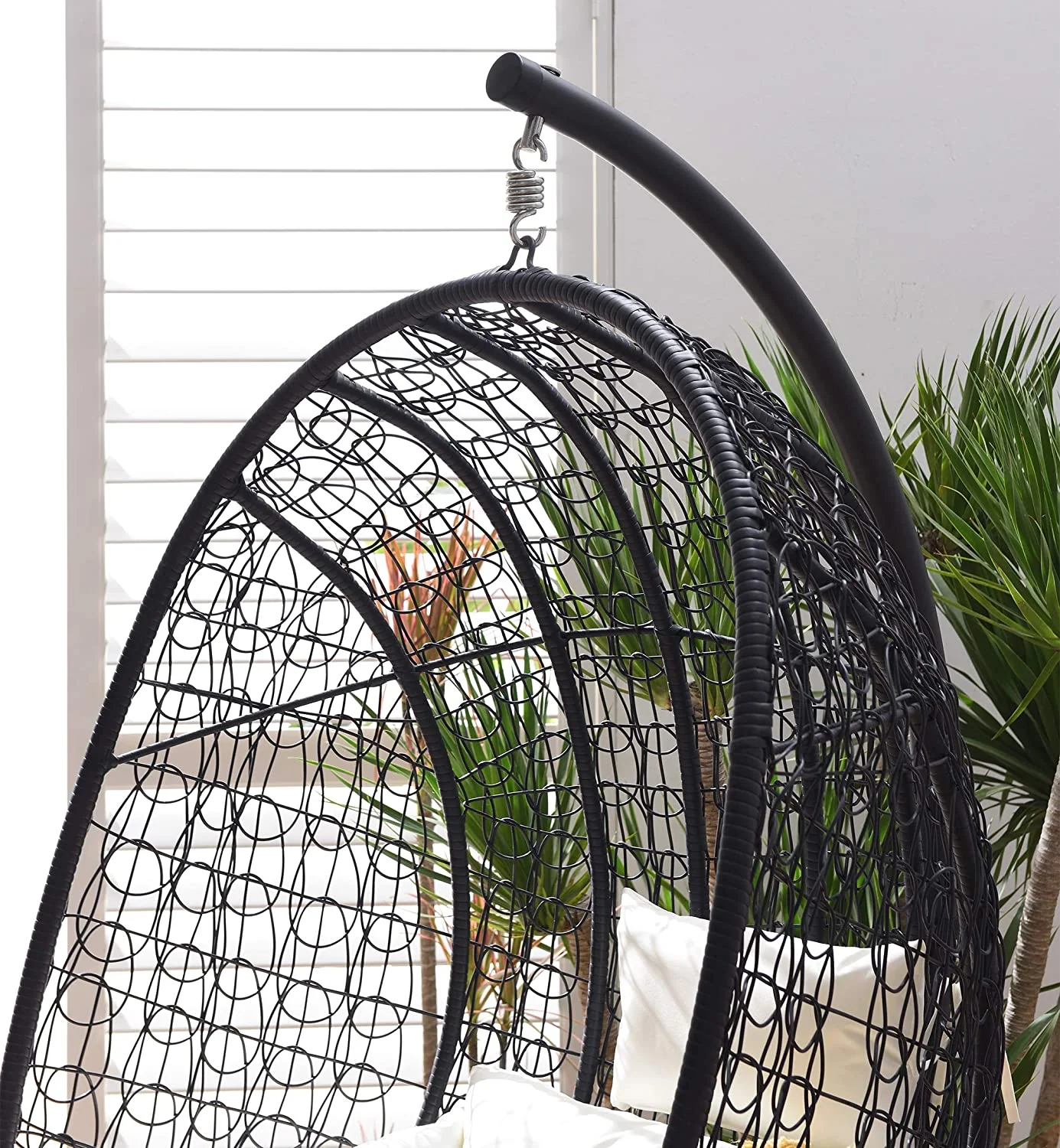 Azura Black Patio Hanging Egg Chair - Image 3