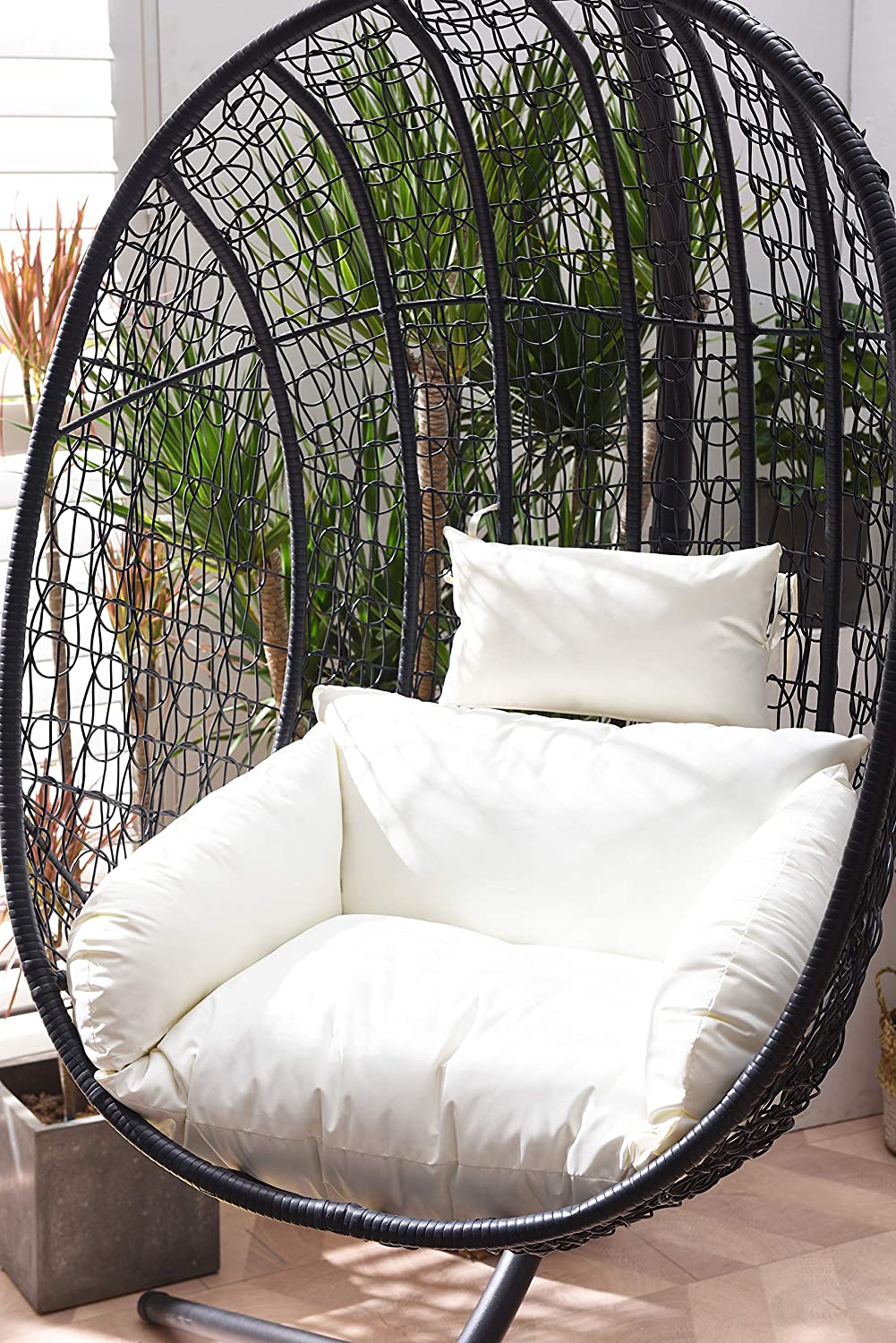 Azura Black Patio Hanging Egg Chair - Image 4