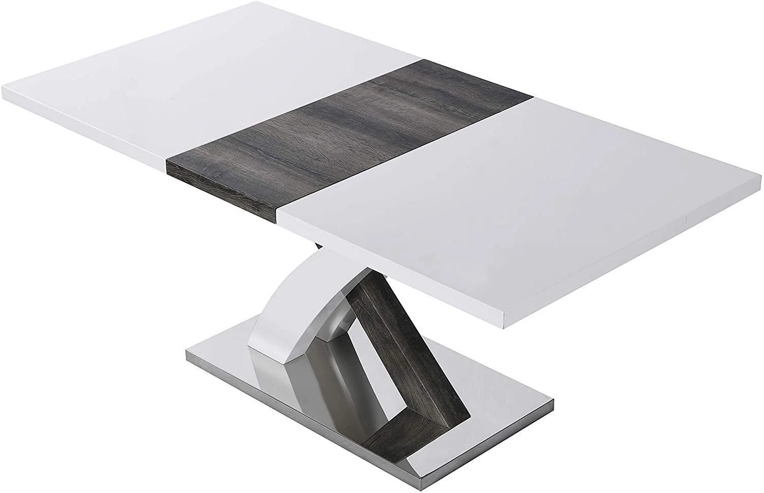 BASEL High Gloss White Extendable Dining Table 6 to 8-Seater with Stainless Steel Base - Image 4