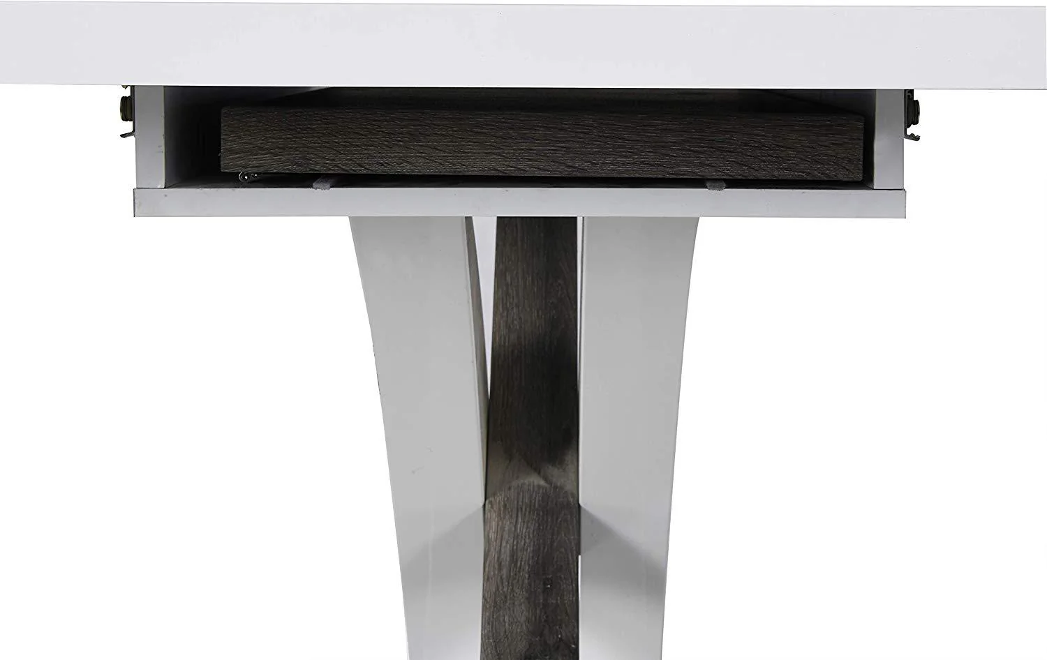 BASEL High Gloss White Extendable Dining Table 6 to 8-Seater with Stainless Steel Base - Image 8