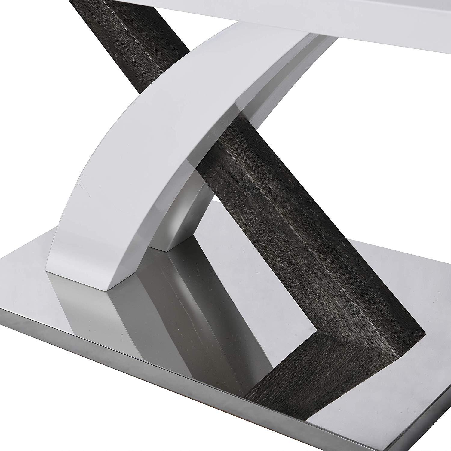 BASEL High Gloss White Extendable Dining Table 6 to 8-Seater with Stainless Steel Base - Image 9