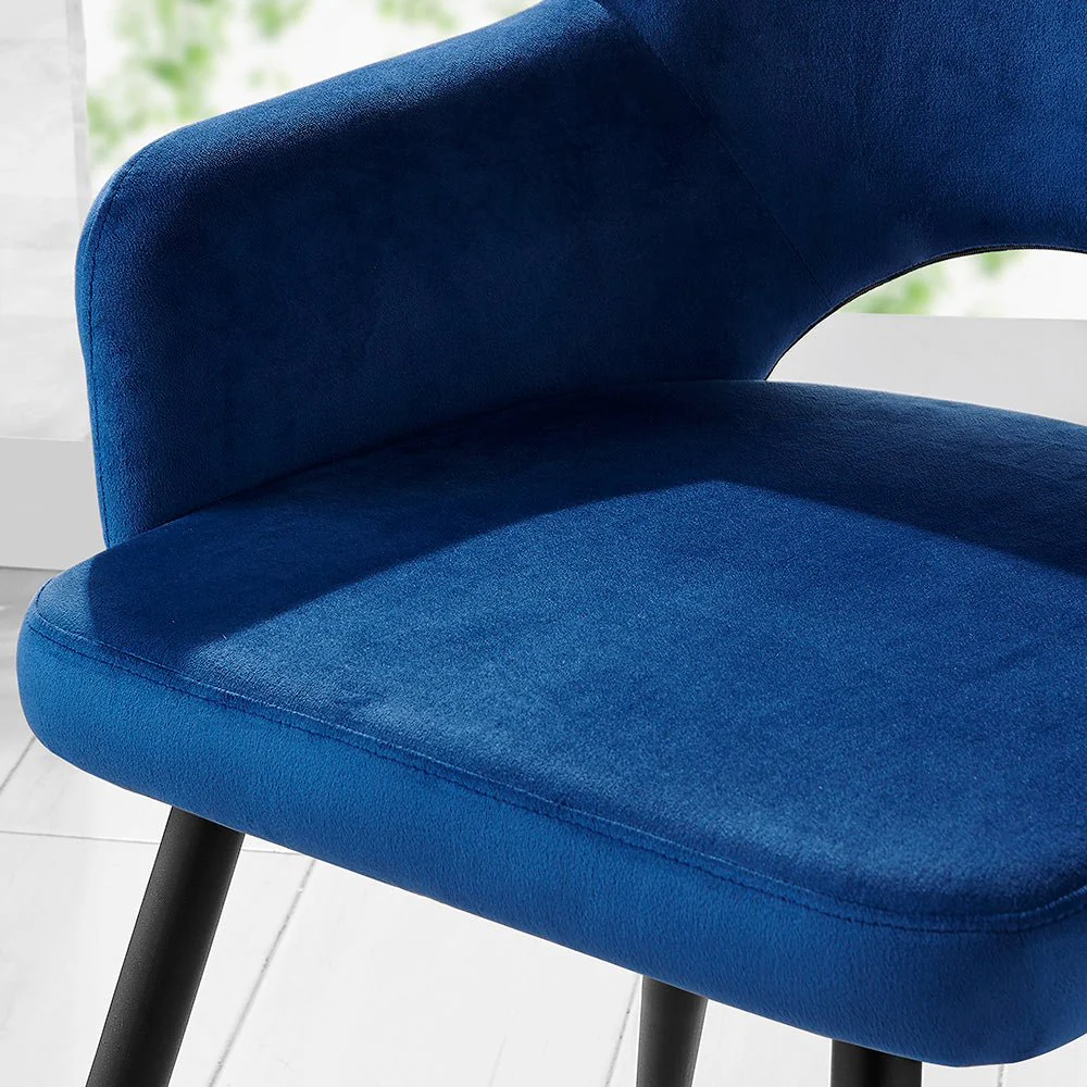Belvoir Velvet Dining Chair with Metal Legs (Blue Velvet) - Image 3