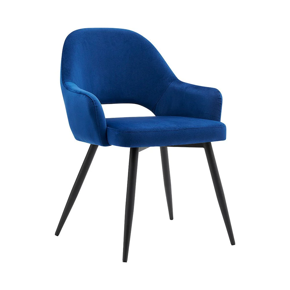 Belvoir Velvet Dining Chair with Metal Legs (Blue Velvet) - Image 4
