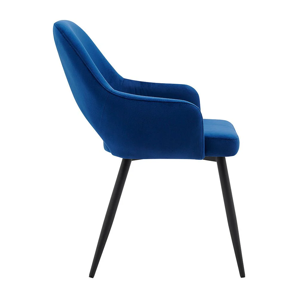 Belvoir Velvet Dining Chair with Metal Legs (Blue Velvet) - Image 7