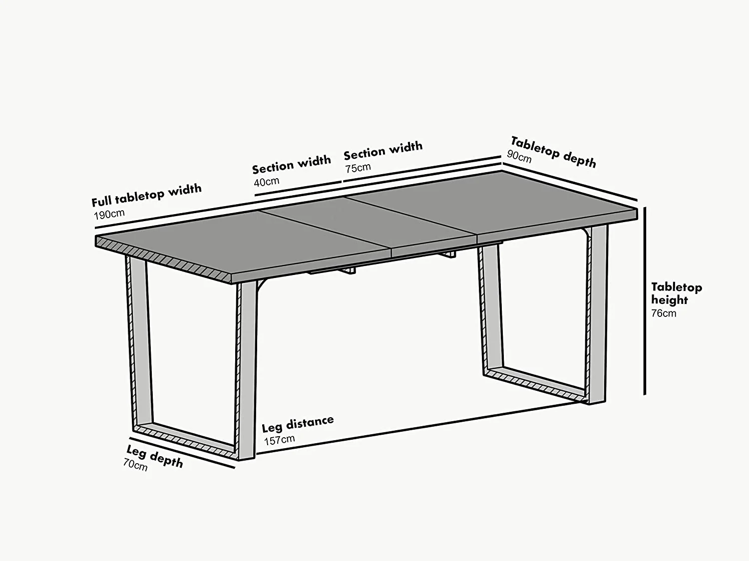 BERN 6-8 Seater Oak Extending Dining Table with Metal Legs - Image 9