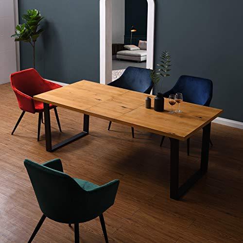 BERN 6-8 Seater Oak Extending Dining Table with Metal Legs - Image 5