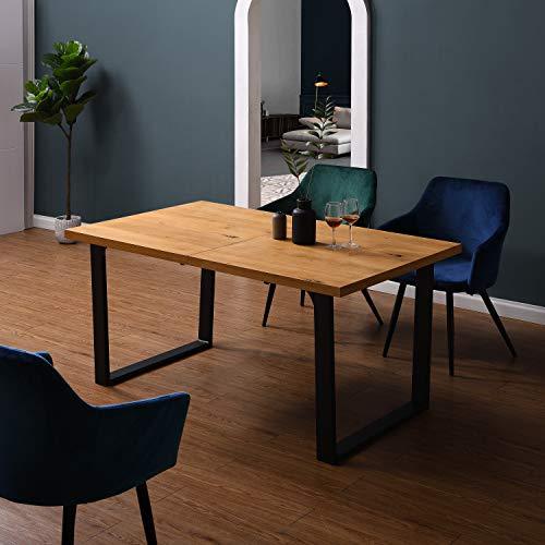 BERN 6-8 Seater Oak Extending Dining Table with Metal Legs - Image 6