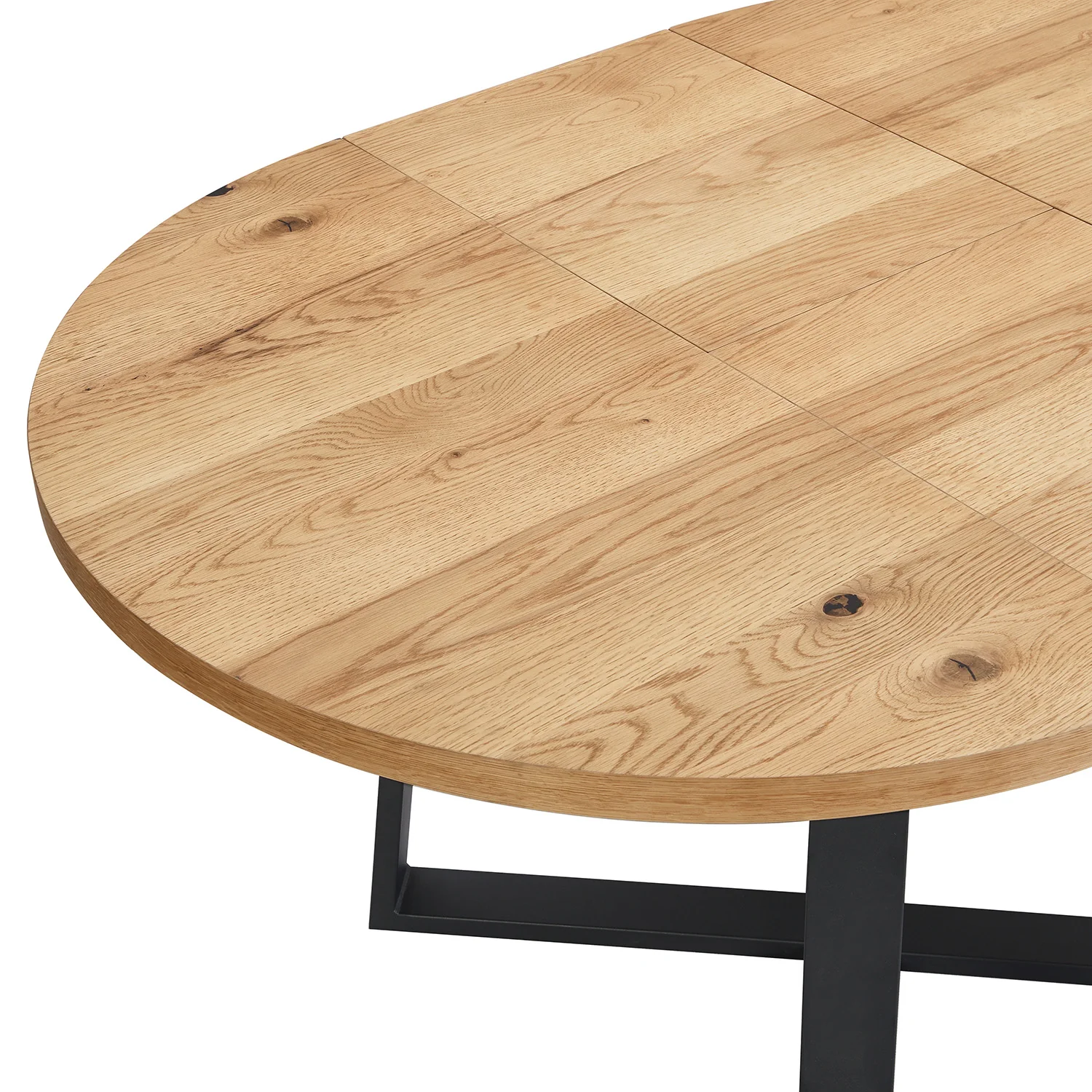 BERN Extending Round Dining Table with Metal Legs, Oak - Image 9