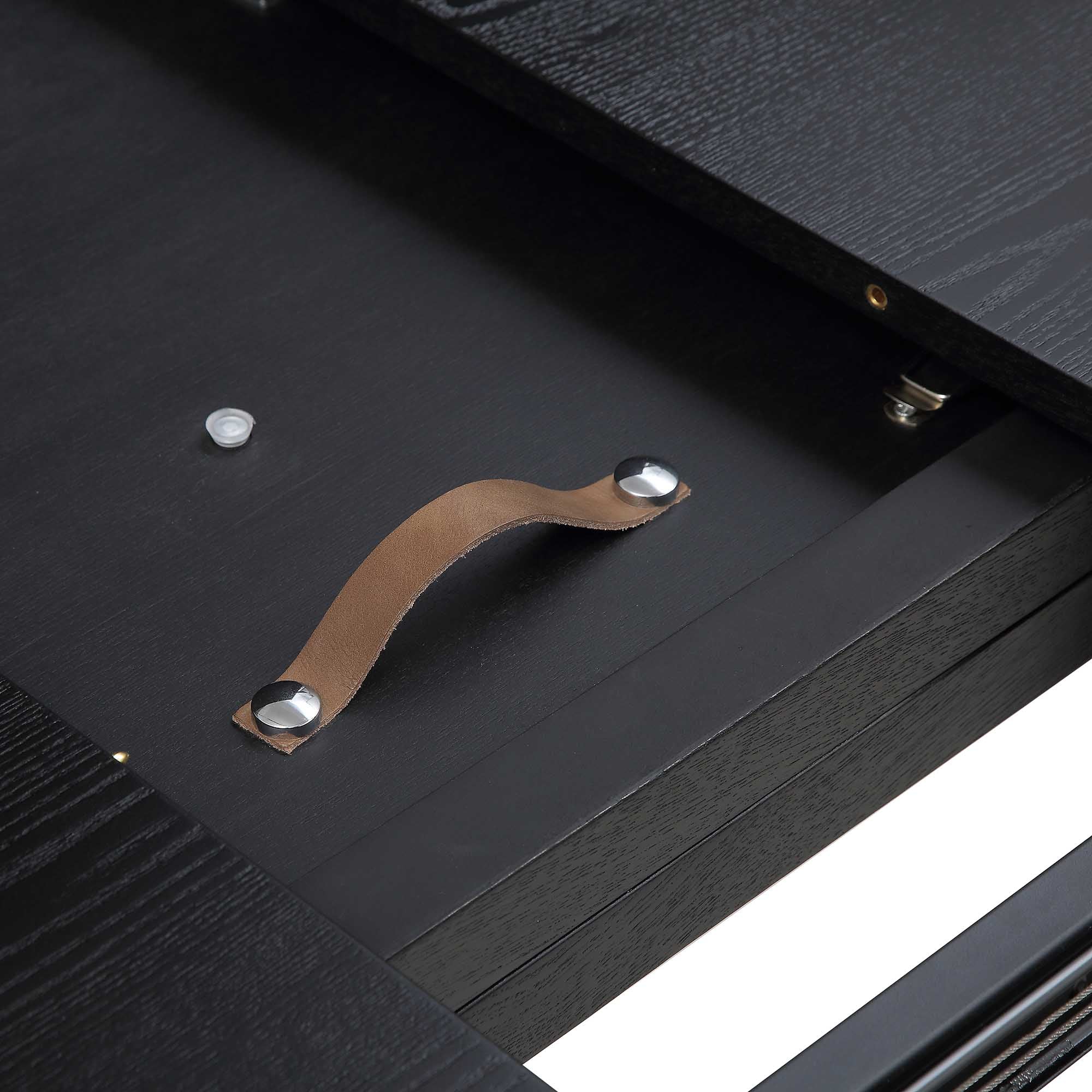 BERN Extending Round Dining Table with Metal Legs, Black - Image 12