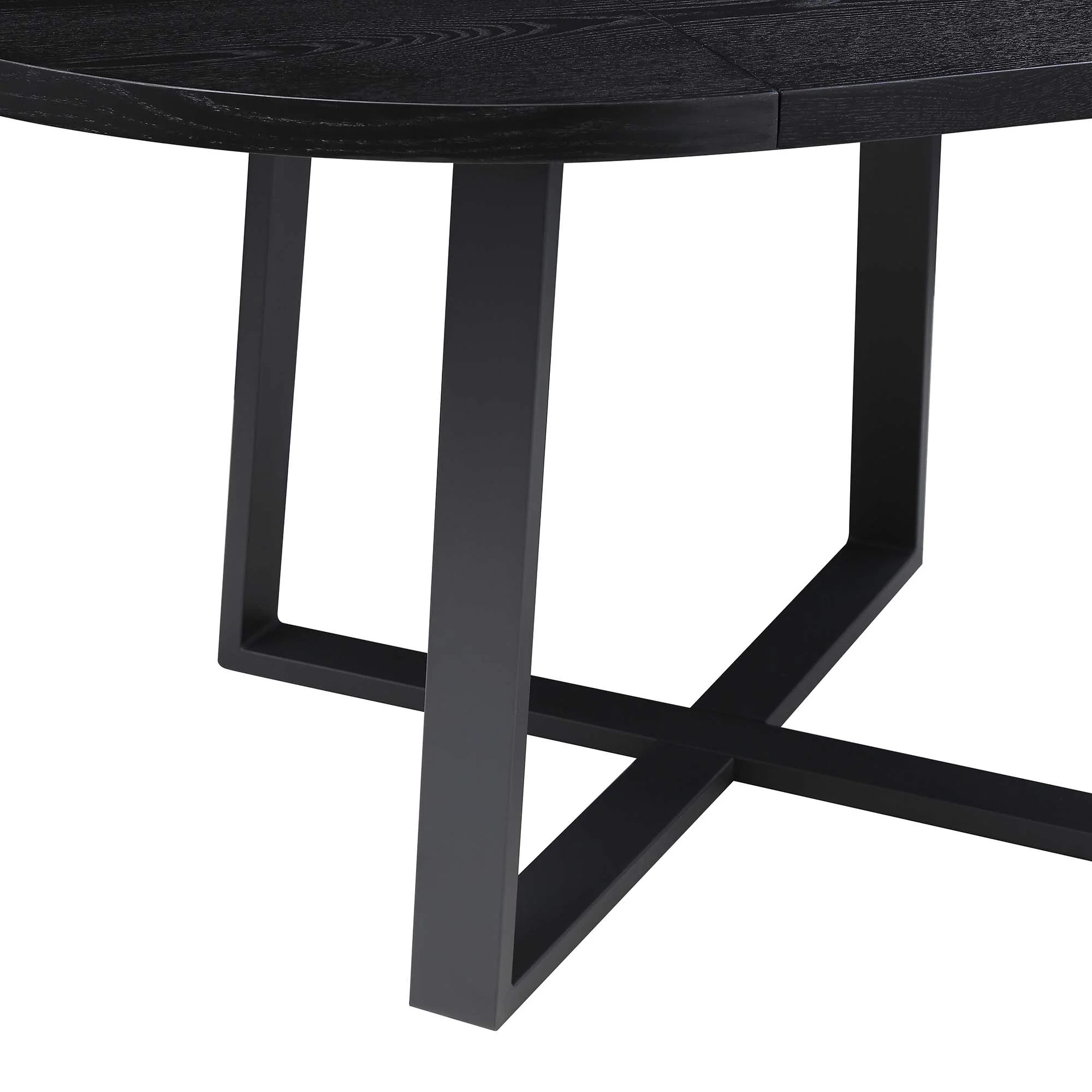 BERN Extending Round Dining Table with Metal Legs, Black - Image 13