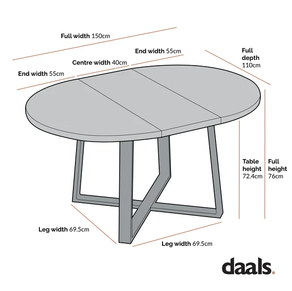 BERN Extending Round Dining Table with Metal Legs, Black - Image 8