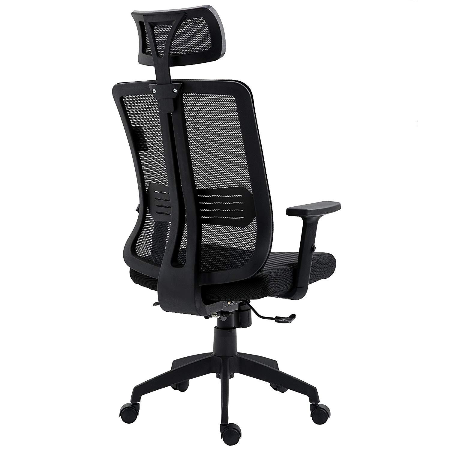 Black Mesh High Back Executive Office Chair Swivel Desk Chair with Synchro-Tilt, Adjustable Armrest & Headrest - Image 5