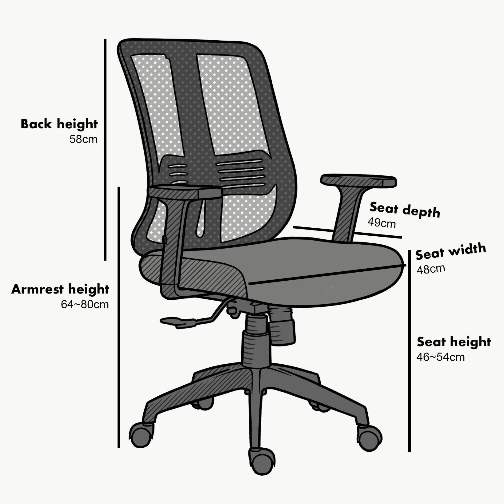 Grey Mesh Medium Back Executive Office Chair Swivel Desk Chair with Synchro-Tilt, Adjustable Armrests - Image 3