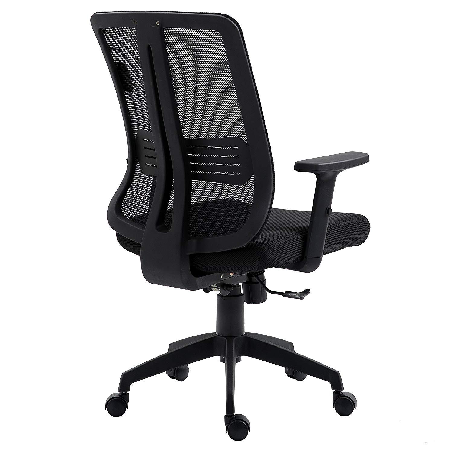 Black Mesh Medium Back Executive Office Chair Swivel Desk Chair with Synchro-Tilt, Adjustable Armrests - Image 5