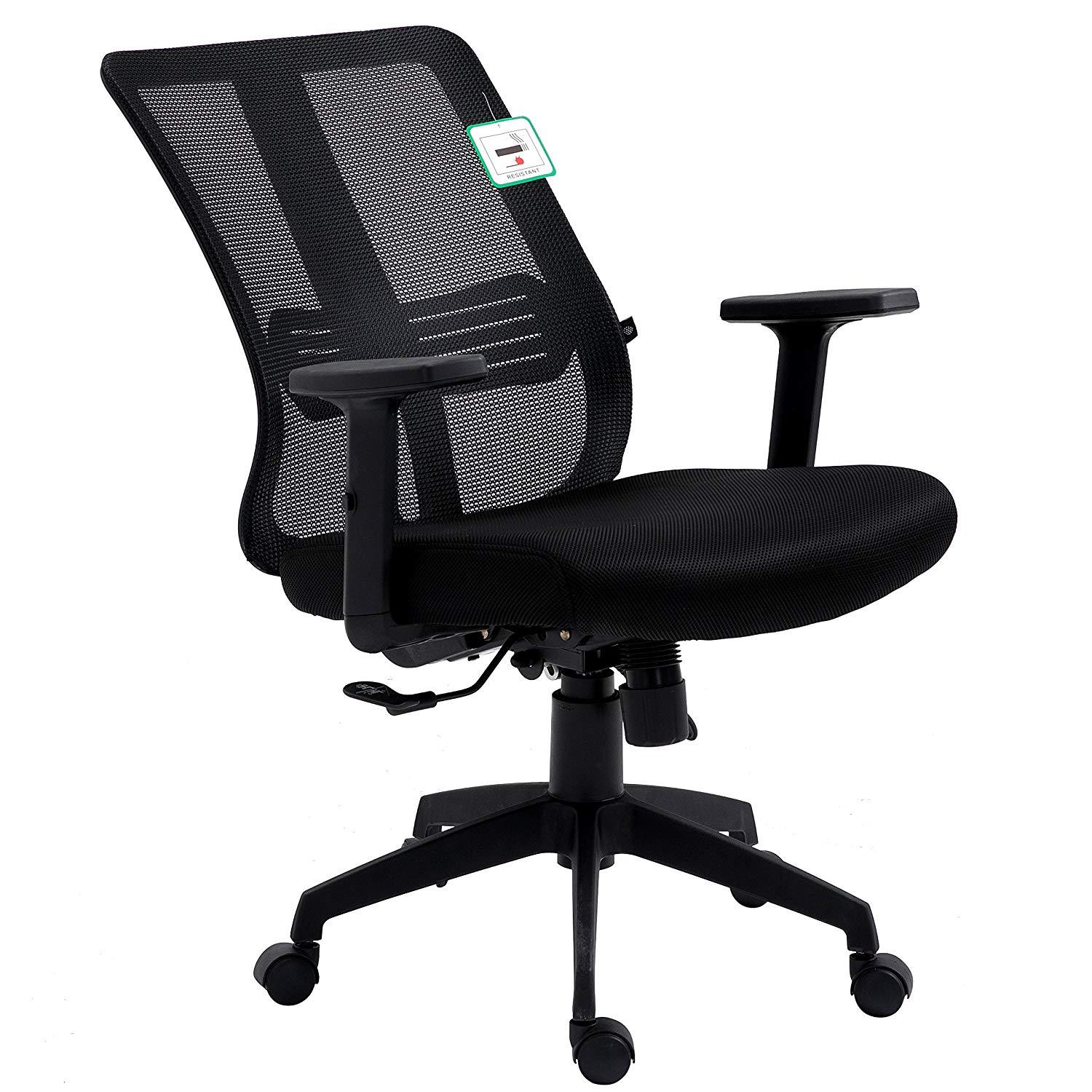 Black Mesh Medium Back Executive Office Chair Swivel Desk Chair with Synchro-Tilt, Adjustable Armrests - Image 7