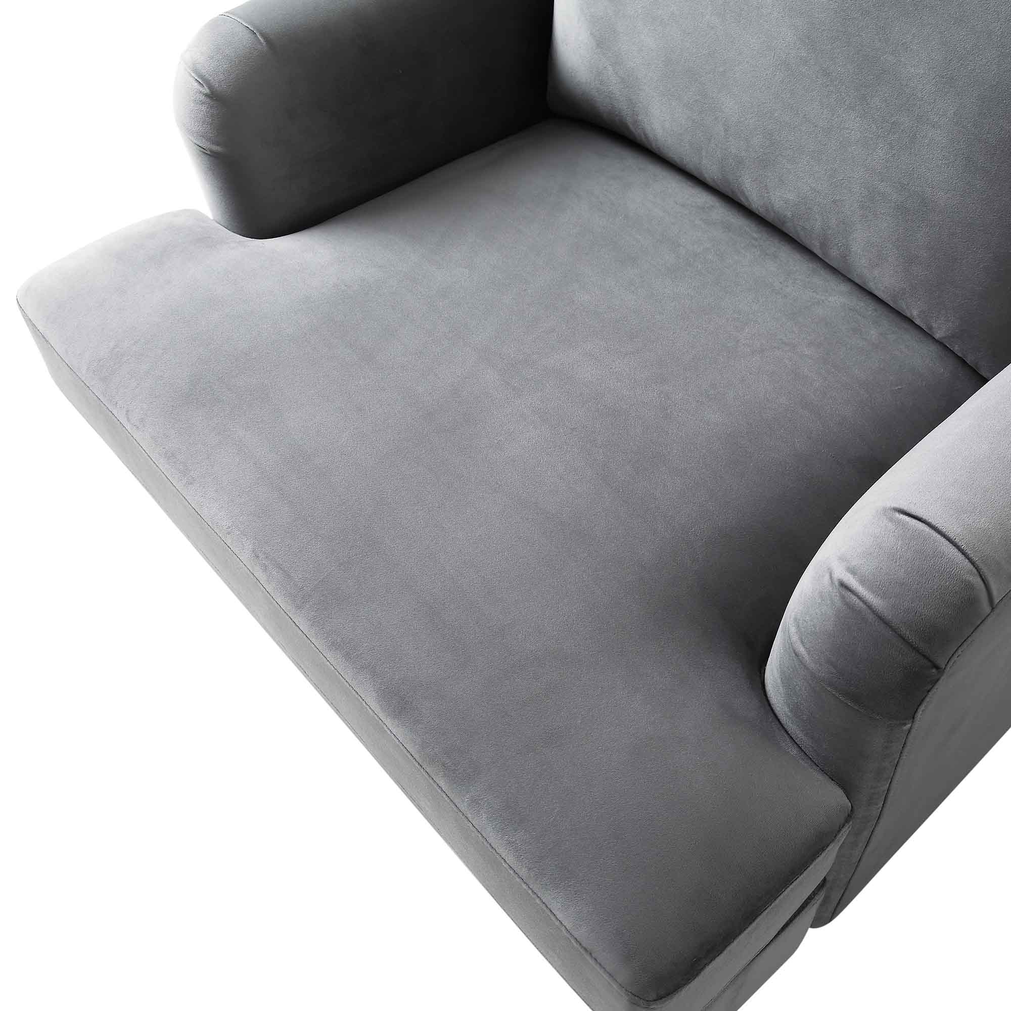 Brigette Grey Velvet Armchair with Antique Brass Castor Legs - Image 10