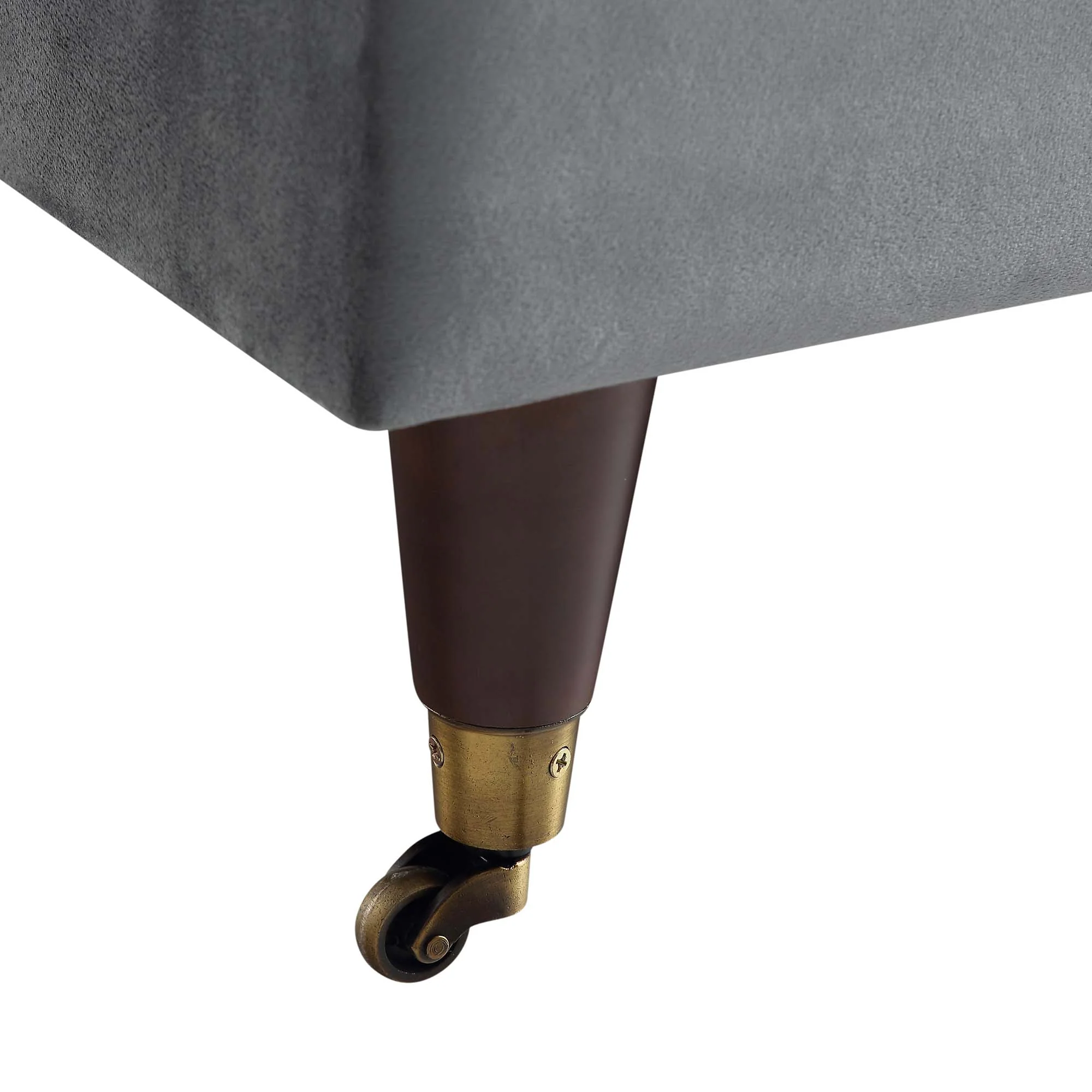 Brigette Grey Velvet Armchair with Antique Brass Castor Legs - Image 11