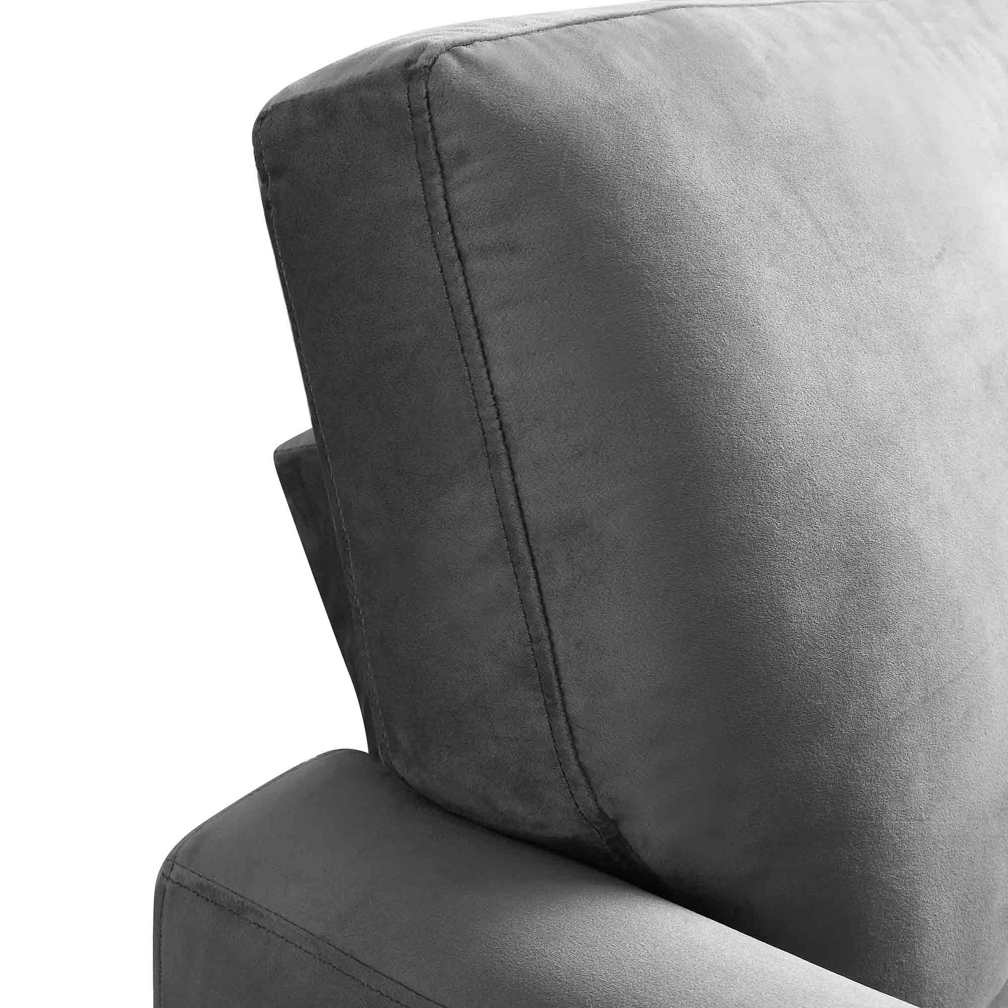 Brigette Grey Velvet Armchair with Antique Brass Castor Legs - Image 8