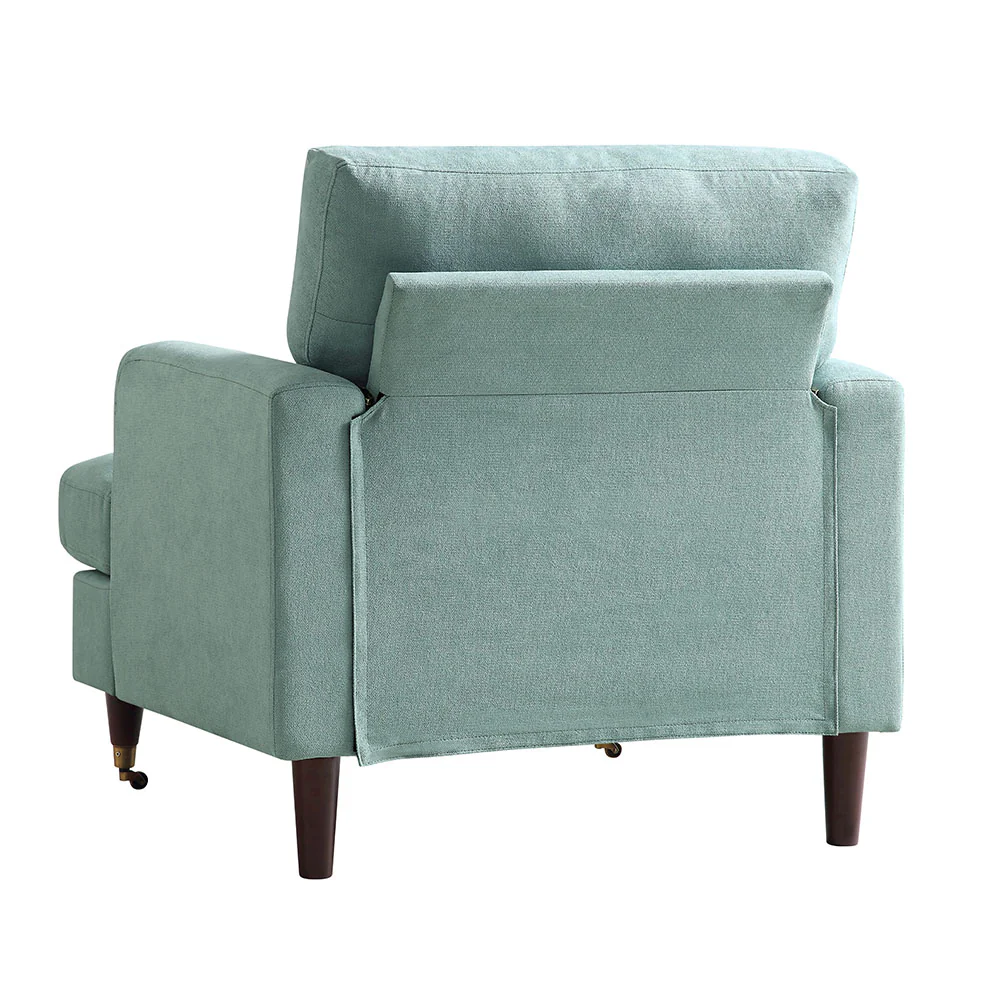Brigette Mint Soft Brushed Fabric Armchair with Antique Brass Castor Legs - Image 7
