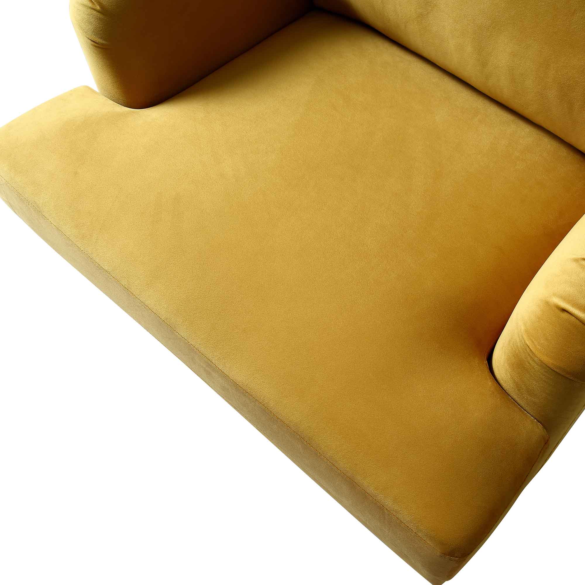 Brigette Mustard Velvet Armchair with Antique Brass Castor Legs - Image 9