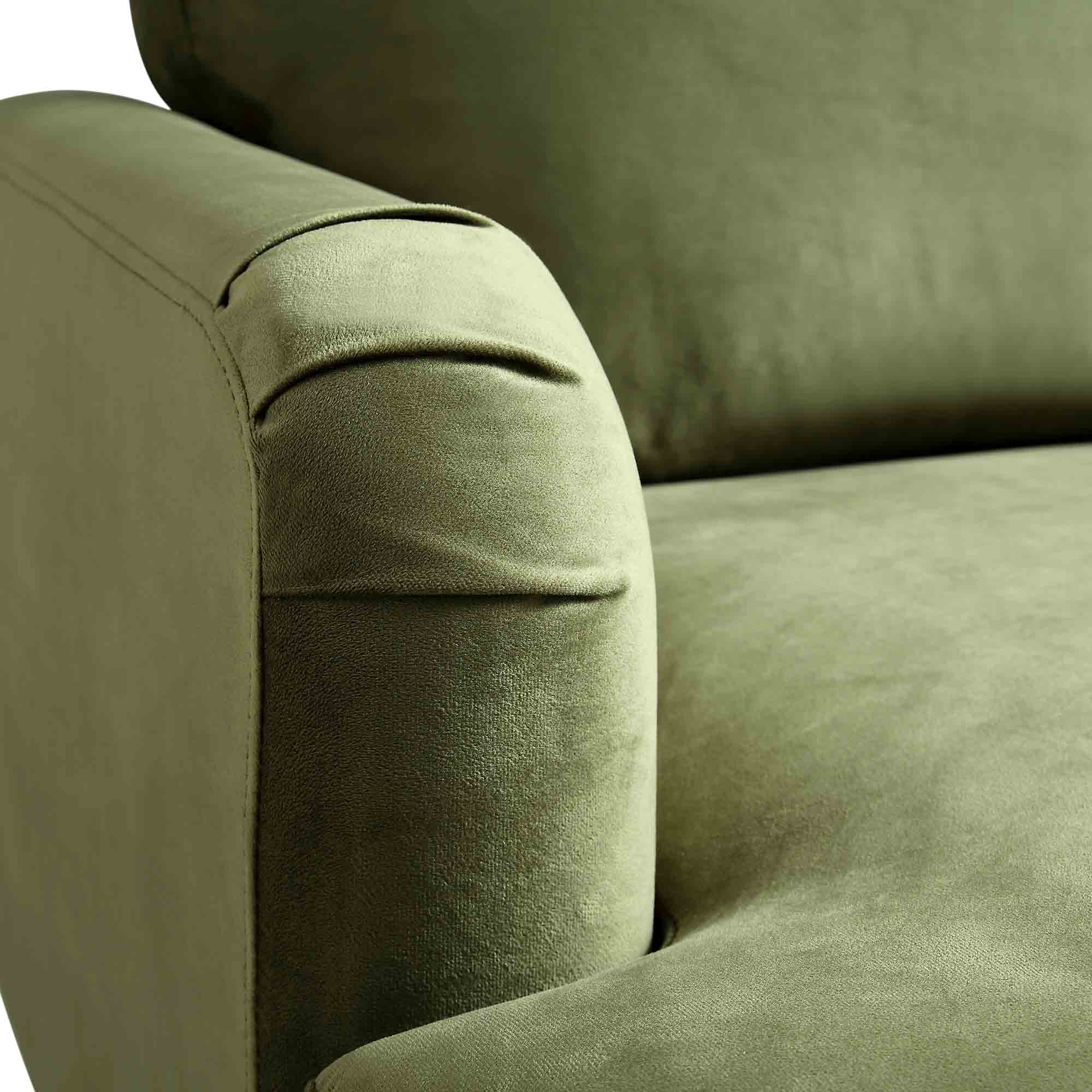 Brigette Olive Green Velvet Armchair with Antique Brass Castor Legs - Image 10