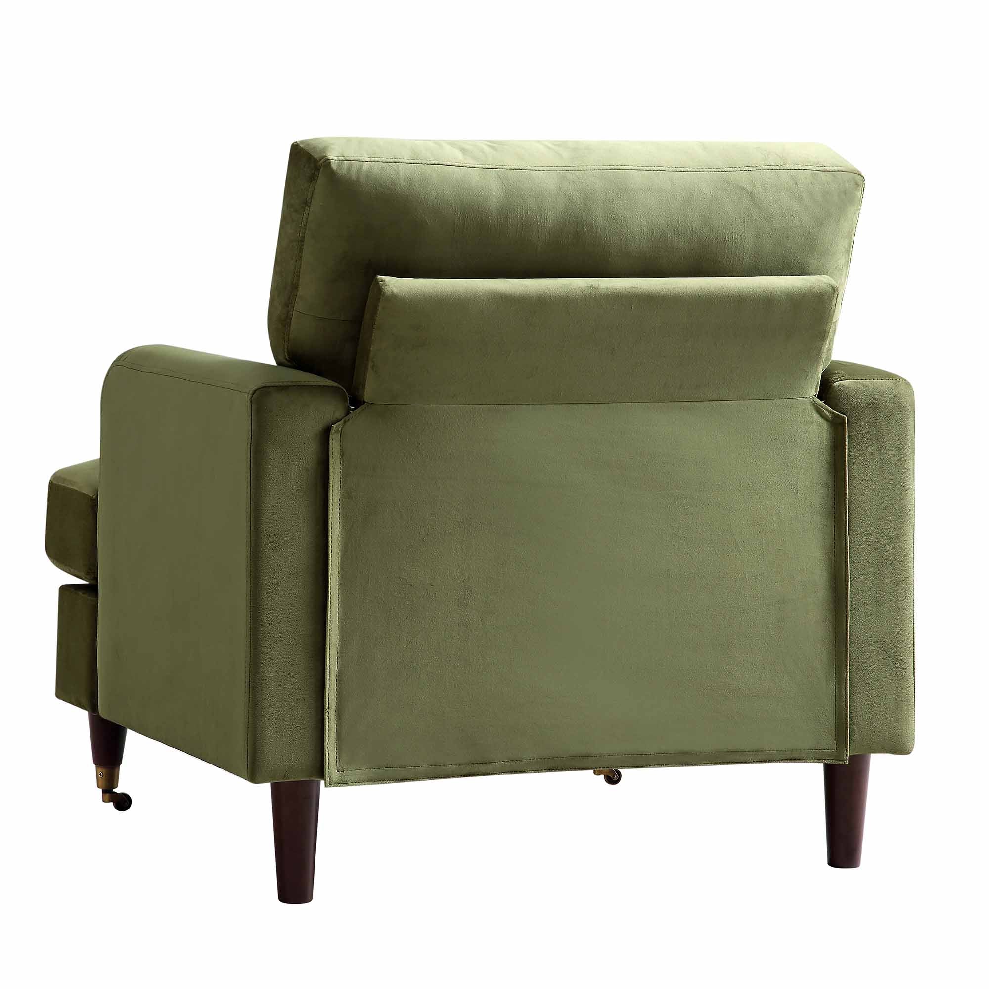 Brigette Olive Green Velvet Armchair with Antique Brass Castor Legs - Image 7