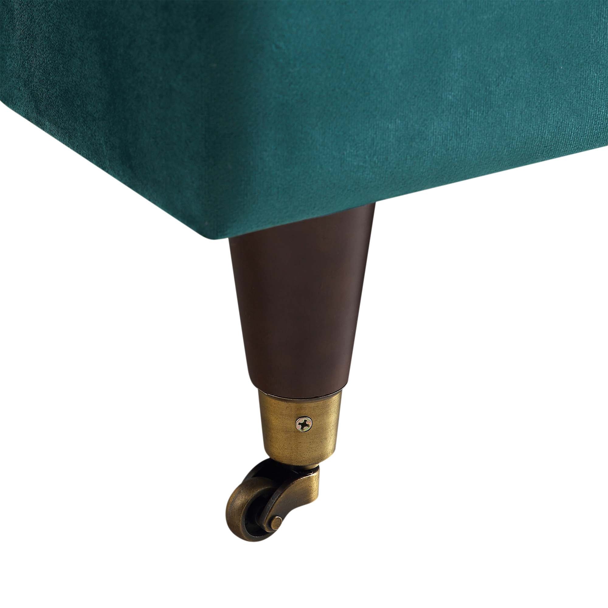 Brigette Teal Velvet Armchair with Antique Brass Castor Legs - Image 11