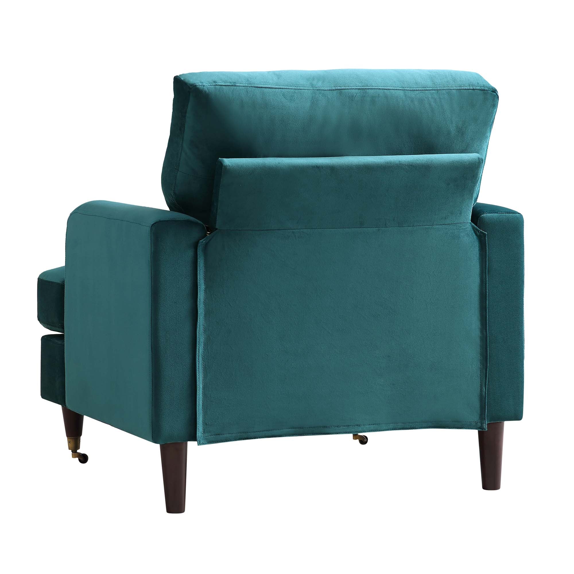 Brigette Teal Velvet Armchair with Antique Brass Castor Legs - Image 7