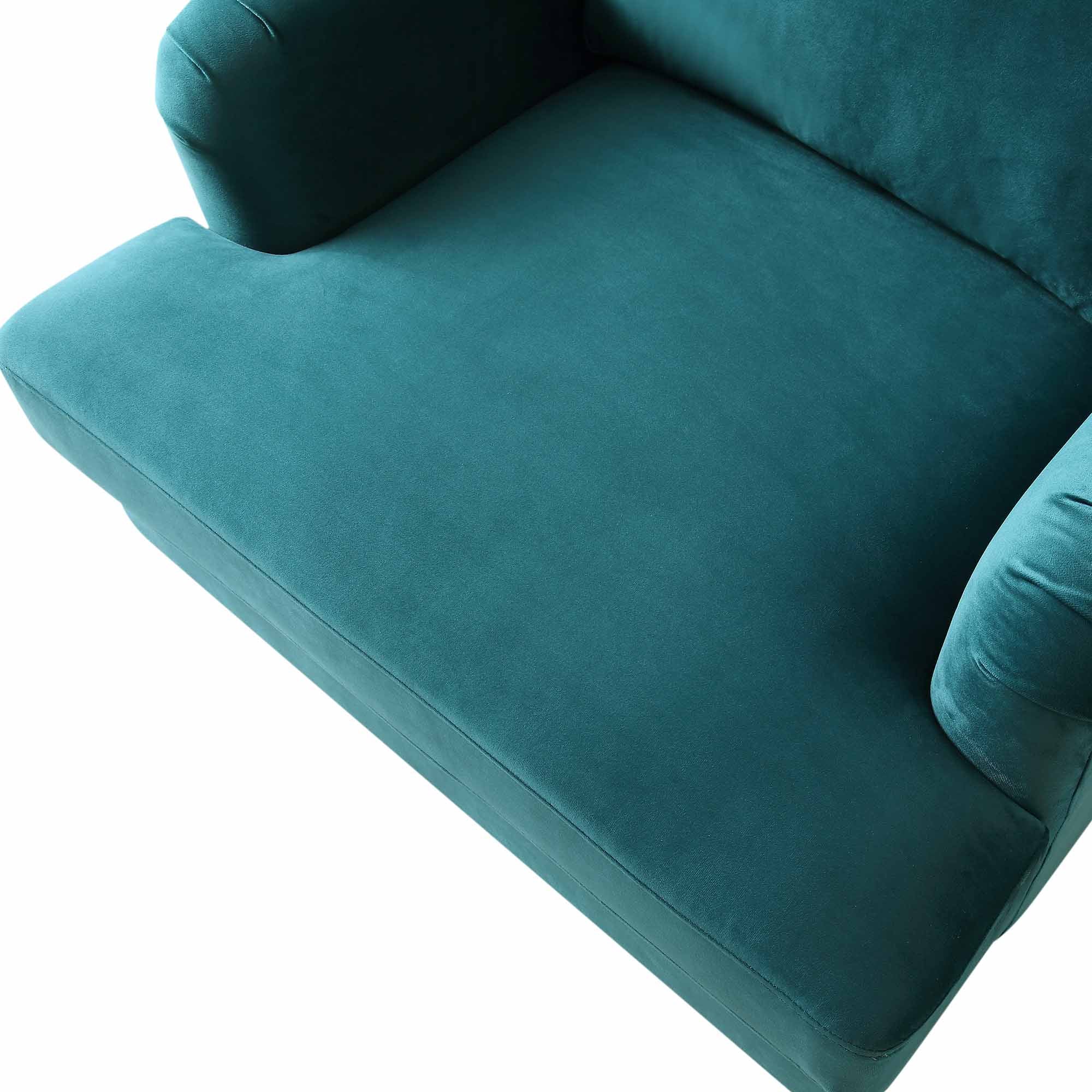 Brigette Teal Velvet Armchair with Antique Brass Castor Legs - Image 9