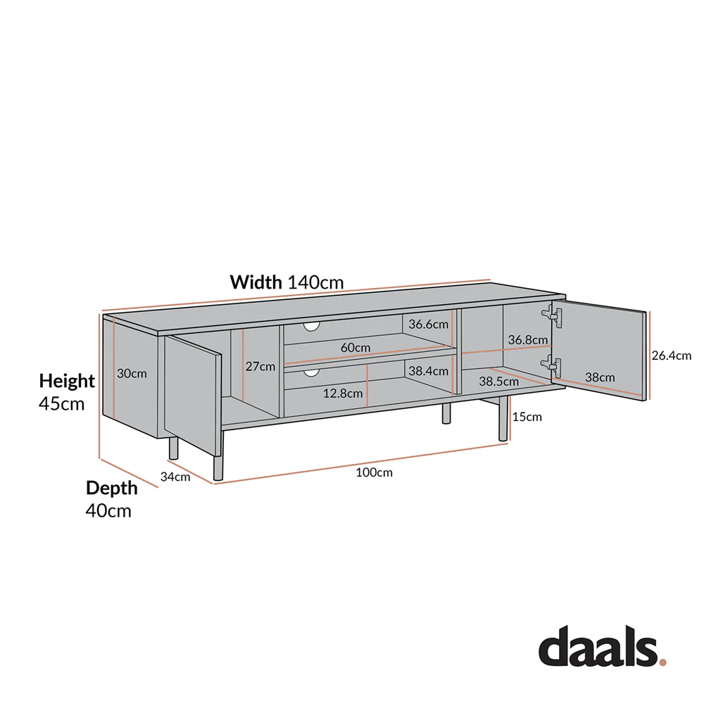 Brooklyn 140cm Wide TV Unit - Image 6