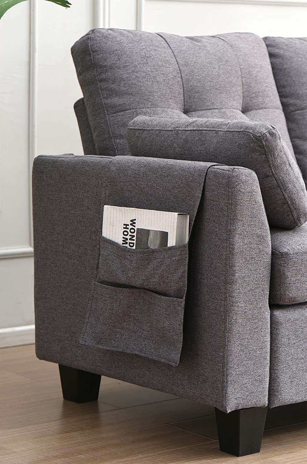 Brunswick Large 4-Seater Storage Chaise Sofa in Dark Grey - Image 5