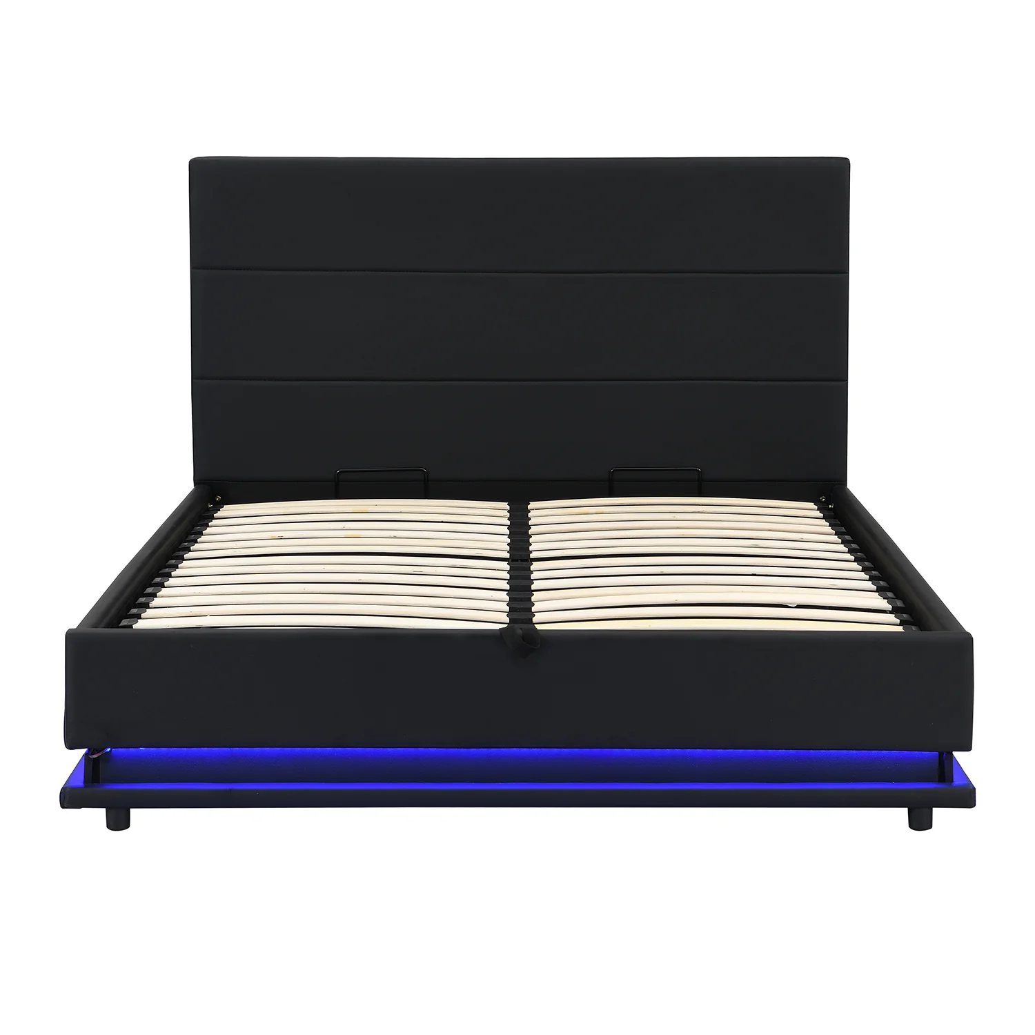 Buxton Faux Leather End Opening Ottoman Storage Bed Frame with Multi-colour LED Light Strip (Black PU) - Image 6